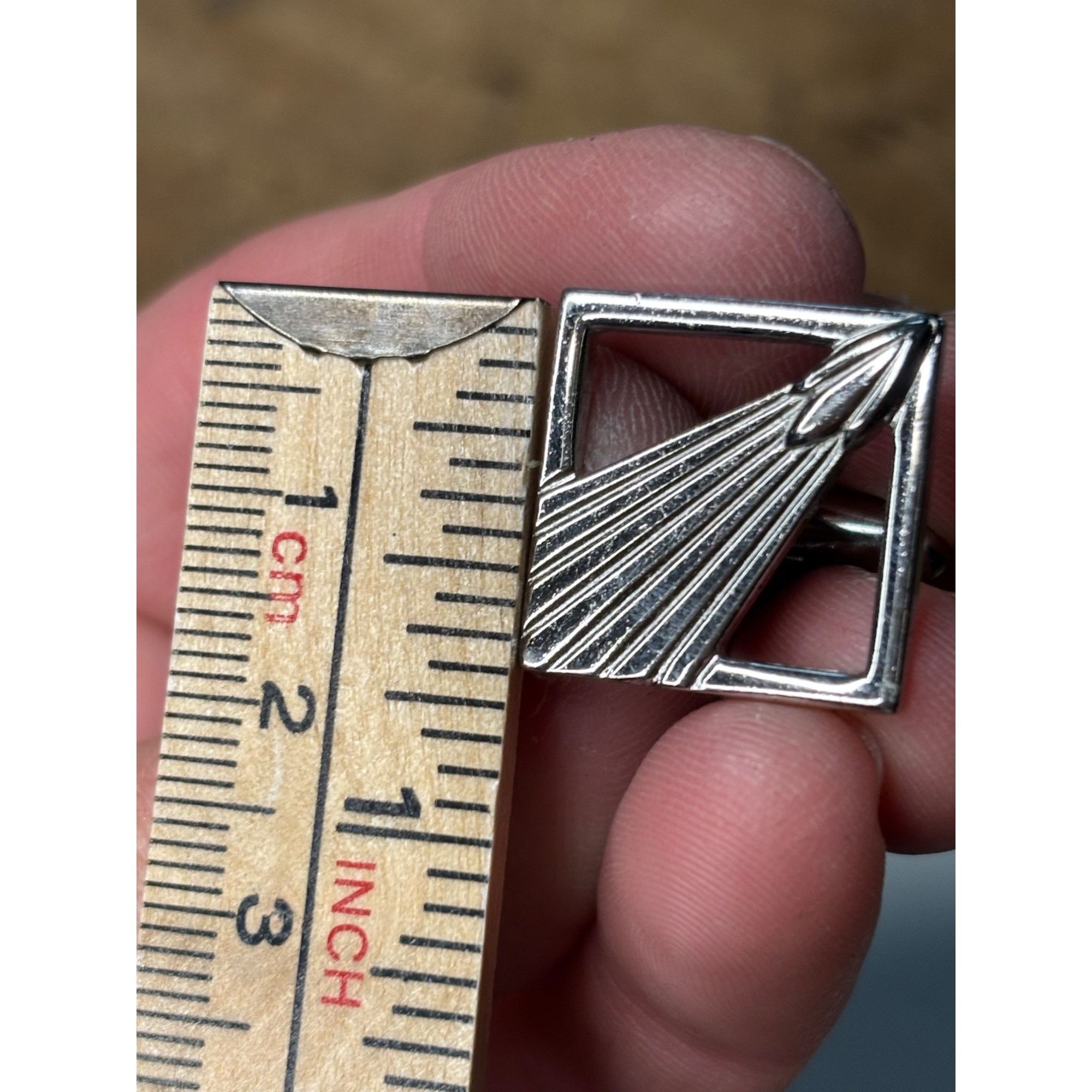 Other Vintage Silver Square Art Deco-Inspired Cufflinks With Etche Size ONE SIZE - 4 Thumbnail
