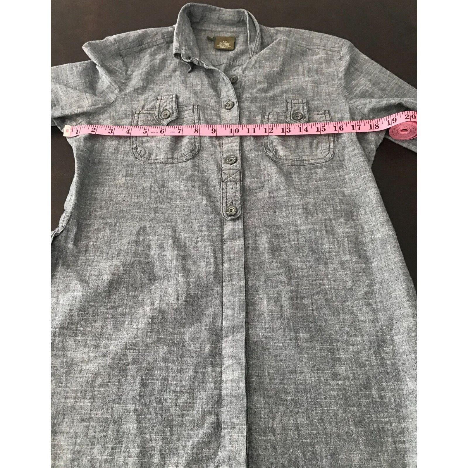 Anthropologie Anthropologie FEI Heather Blue Roll-Tab Chambray Shirt Dress Size S / US 4 / IT 40 - 8 Thumbnail