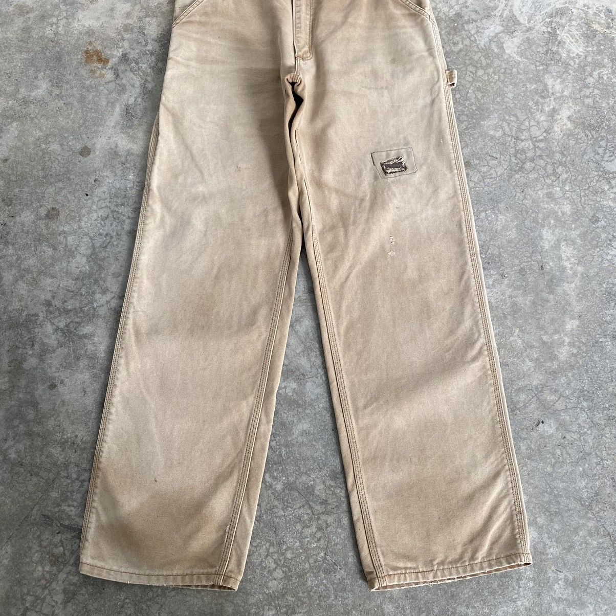 Carhartt Vintage Carhartt Faded Tan Repaired Carpenter Work Pants Size US 32 / EU 48 - 4 Thumbnail
