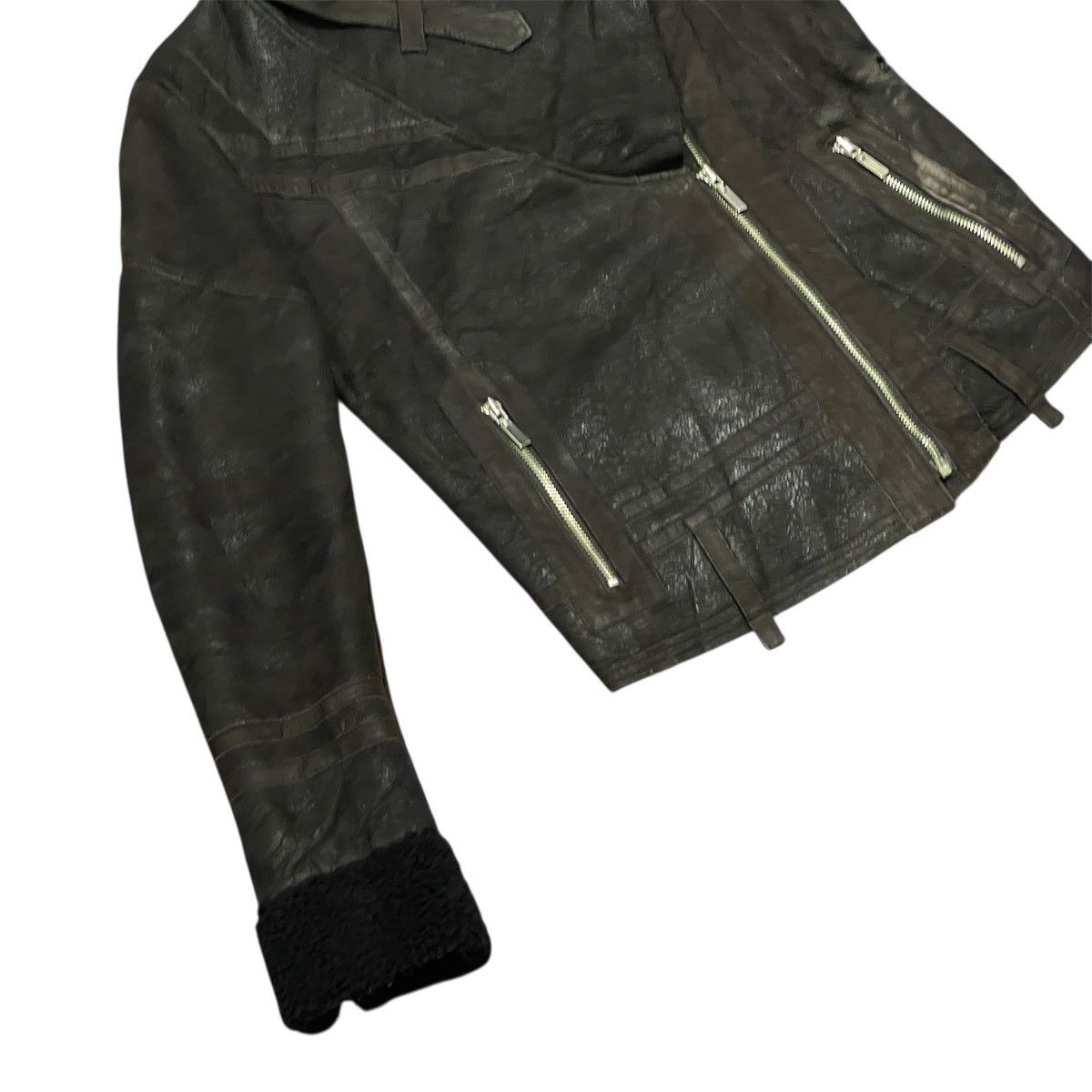 If Six Was Nine Vtg Rick Owen Inspired Avantgarde Sheepskin Leather Jacket Size US S / EU 44-46 / 1 - 10 Thumbnail