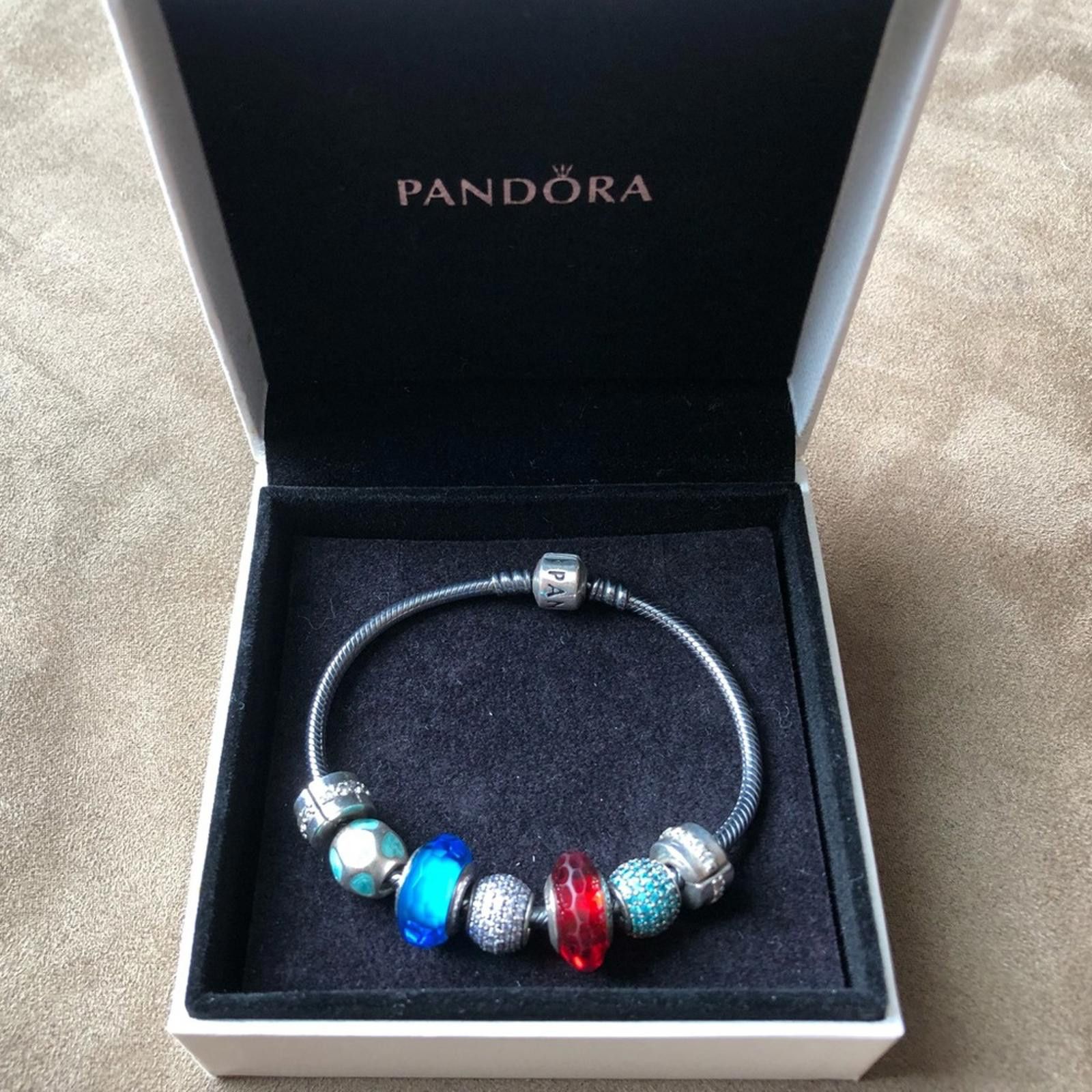 pandora Pandora Oxidized Bracelet with 7 Pandora Charms Size ONE SIZE - 1 Thumbnail