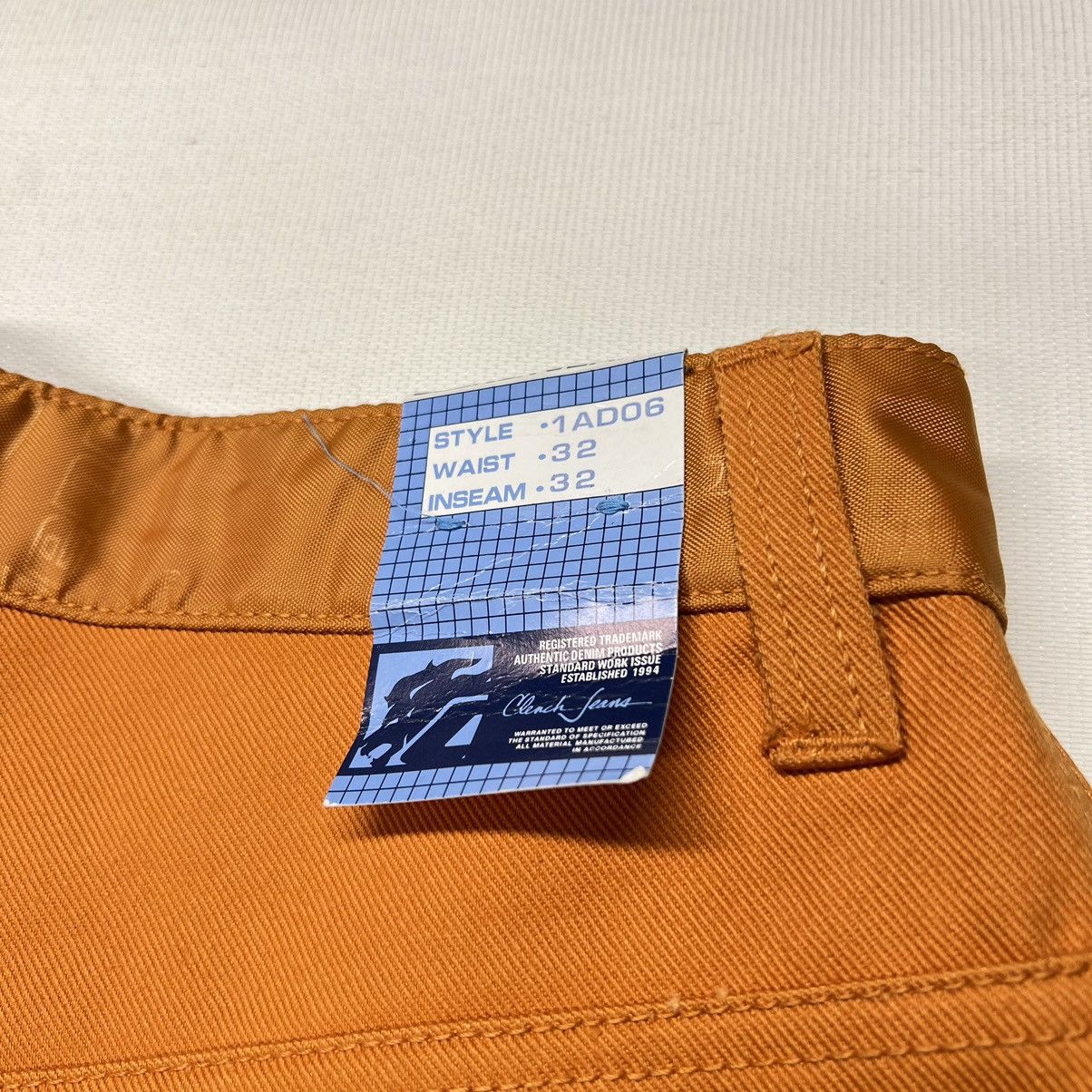 Clench × Vintage VTG Clench Jeans Orange Carpenter Denim Wide Baggy Skater Size US 32 / EU 48 - 14 Thumbnail