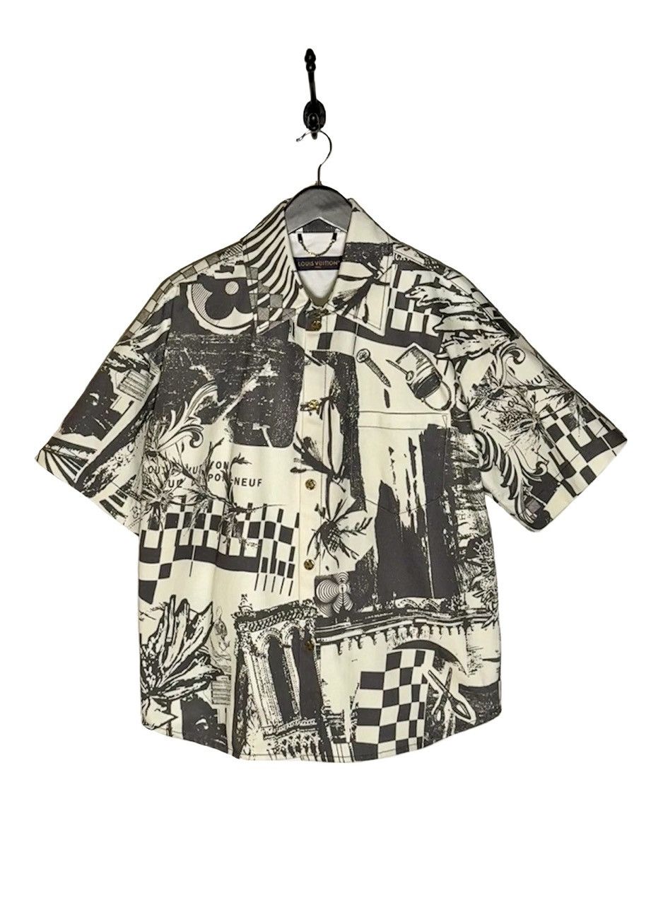 Louis Vuitton Louis Vuitton SS23 Black Ivory Pont-Neuf Graphic Denim Shirt Size US S / EU 44-46 / 1 - 1 Thumbnail
