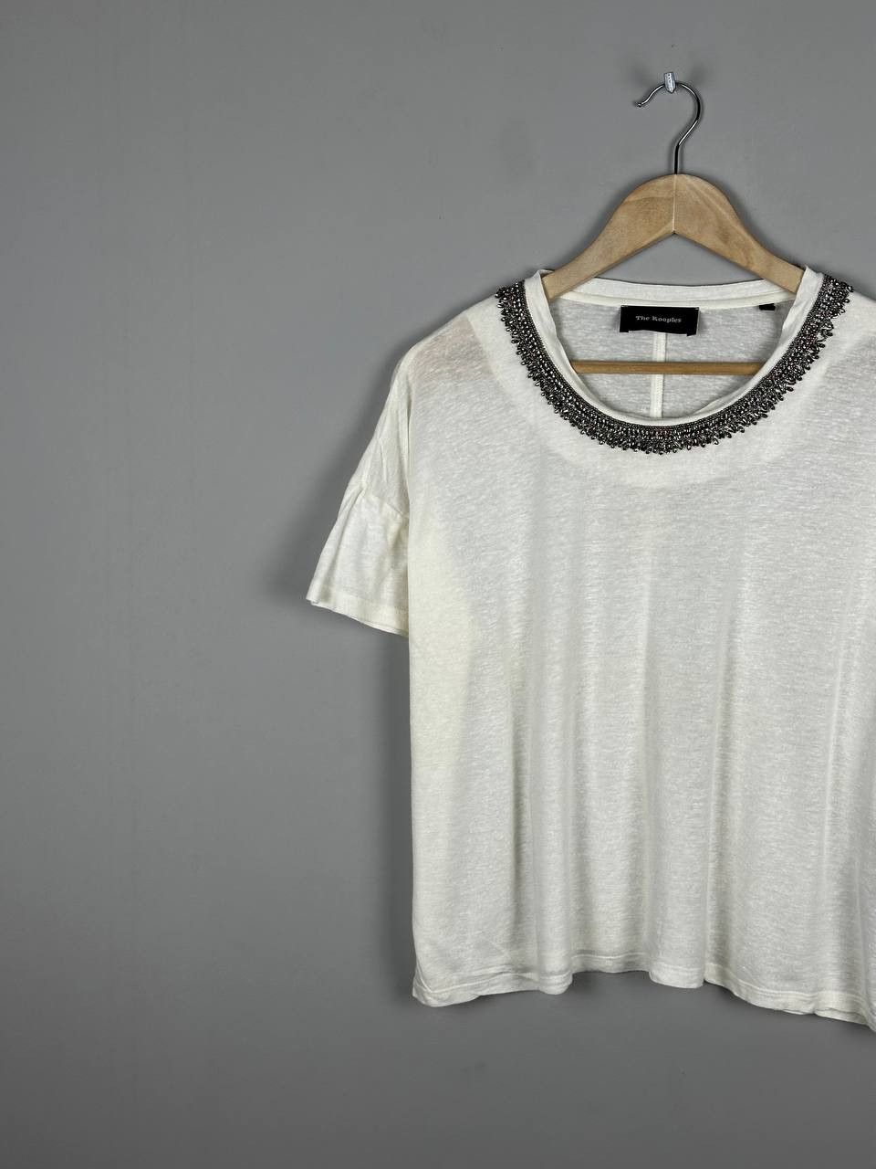The Kooples The Kooples Oversized Linen Rhinestone T Shirt Size S / US 4 / IT 40 - 2 Thumbnail