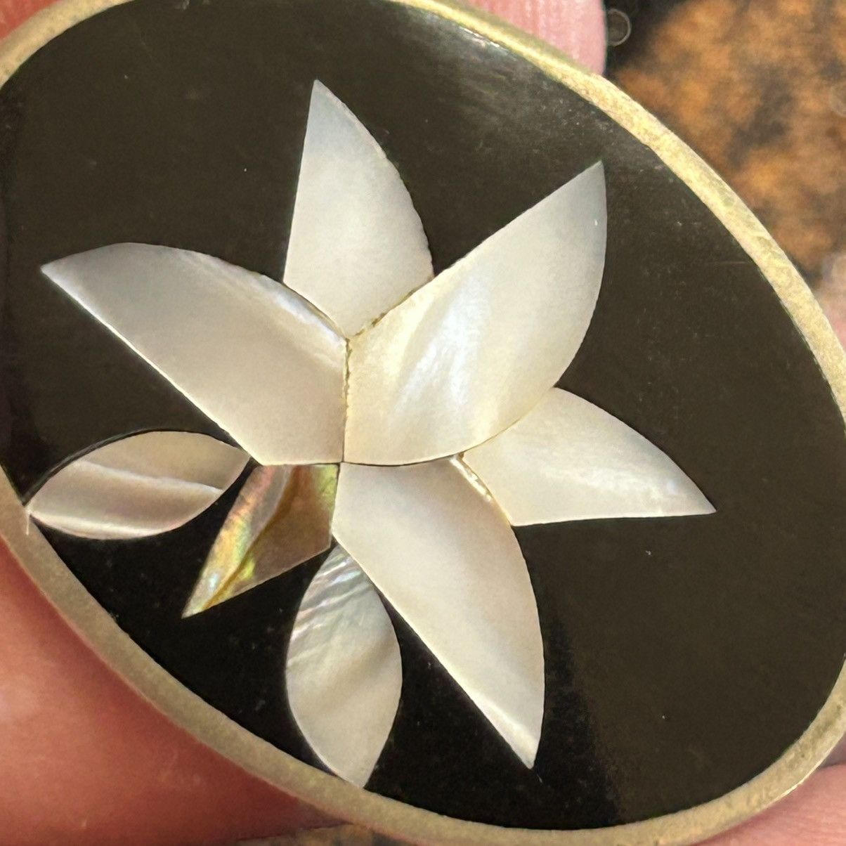 Vintage Vintage 70s Alpaca Mexico shell inlay orchid brooch necklace Size ONE SIZE - 9 Thumbnail