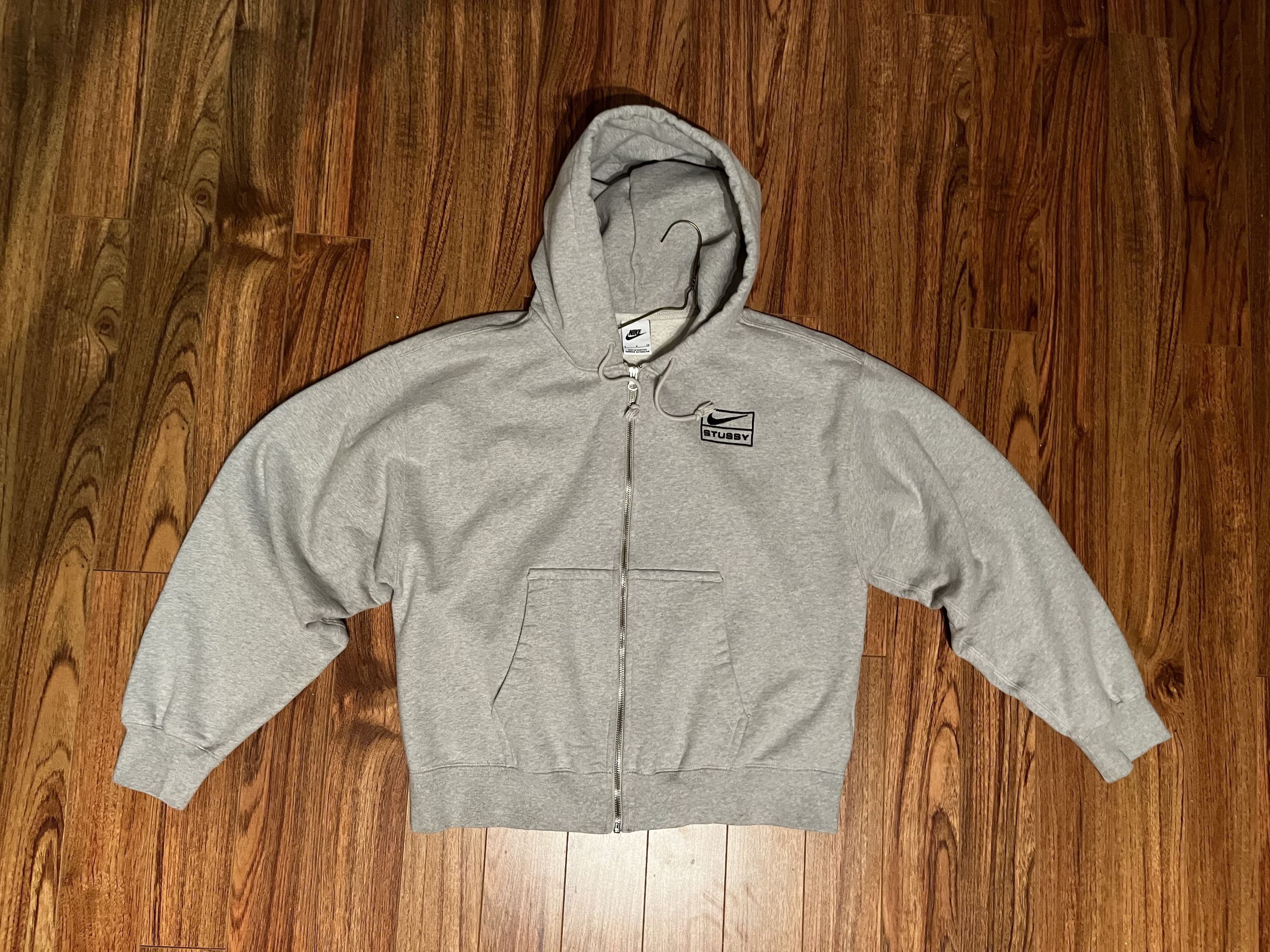 Image of Nike x Stussy Fleece Zip Hoodie in Grey Heather, Men's (Size Small)