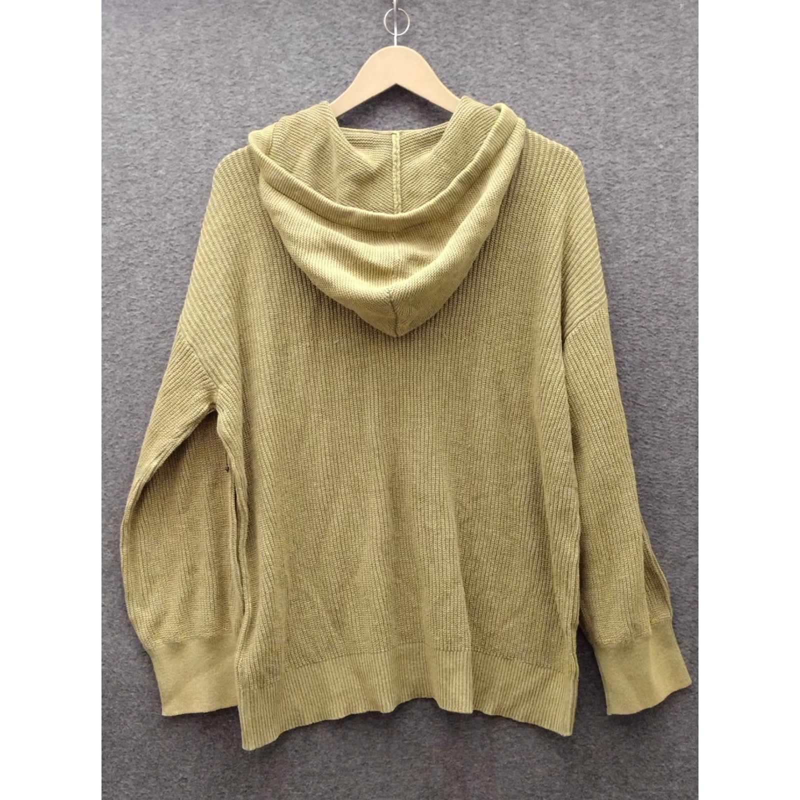 Vintage SONOMA Women's Knit Hoodie Sweater 0X Green Pullover Dolman Long Sleeve V-Neck Buttons Modern Knit Size XL / US 12-14 / IT 48-50 - 2 Thumbnail