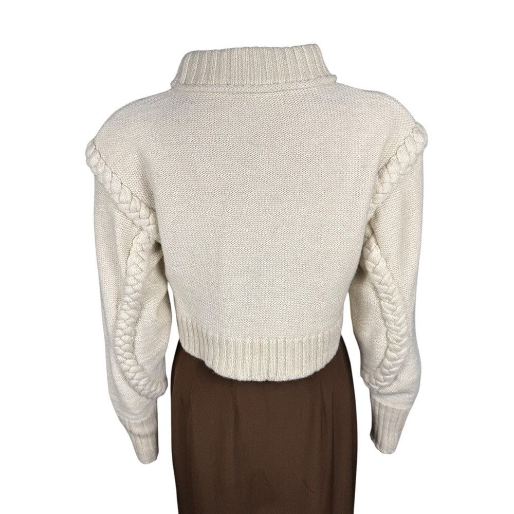 Zara New Zara Crop Wool Blend Cable Knit Ecru 4219/100 Sweater S Size S / US 4 / IT 40 - 6 Thumbnail