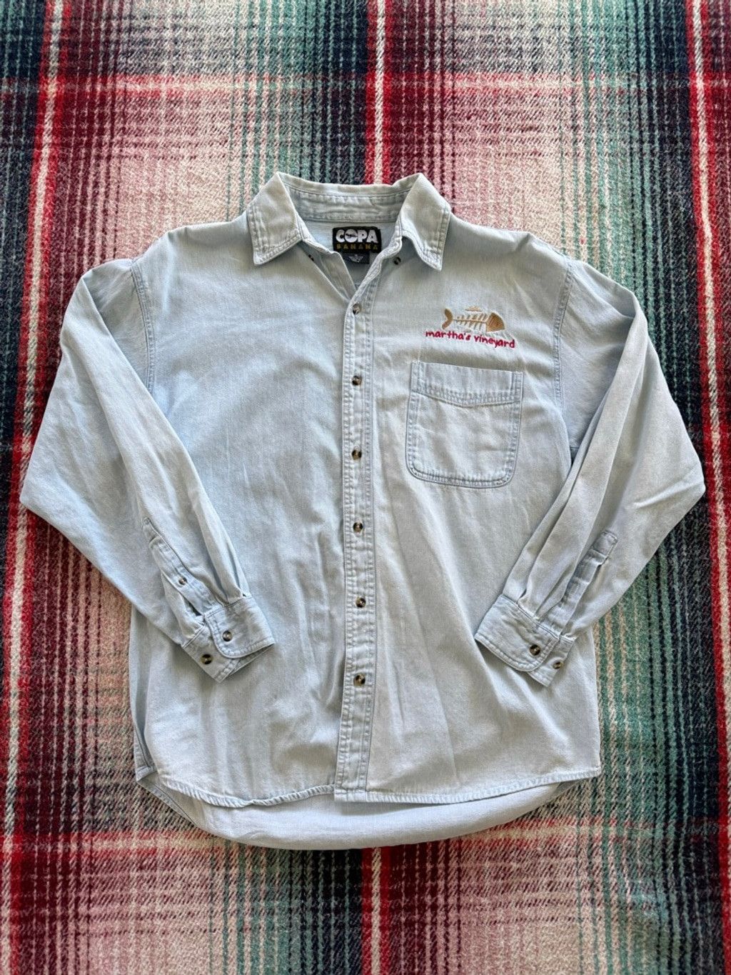 Vintage Light Blue Martha's Vineyard Chambray Shirt M Size US M / EU 48-50 / 2 - 1 Thumbnail