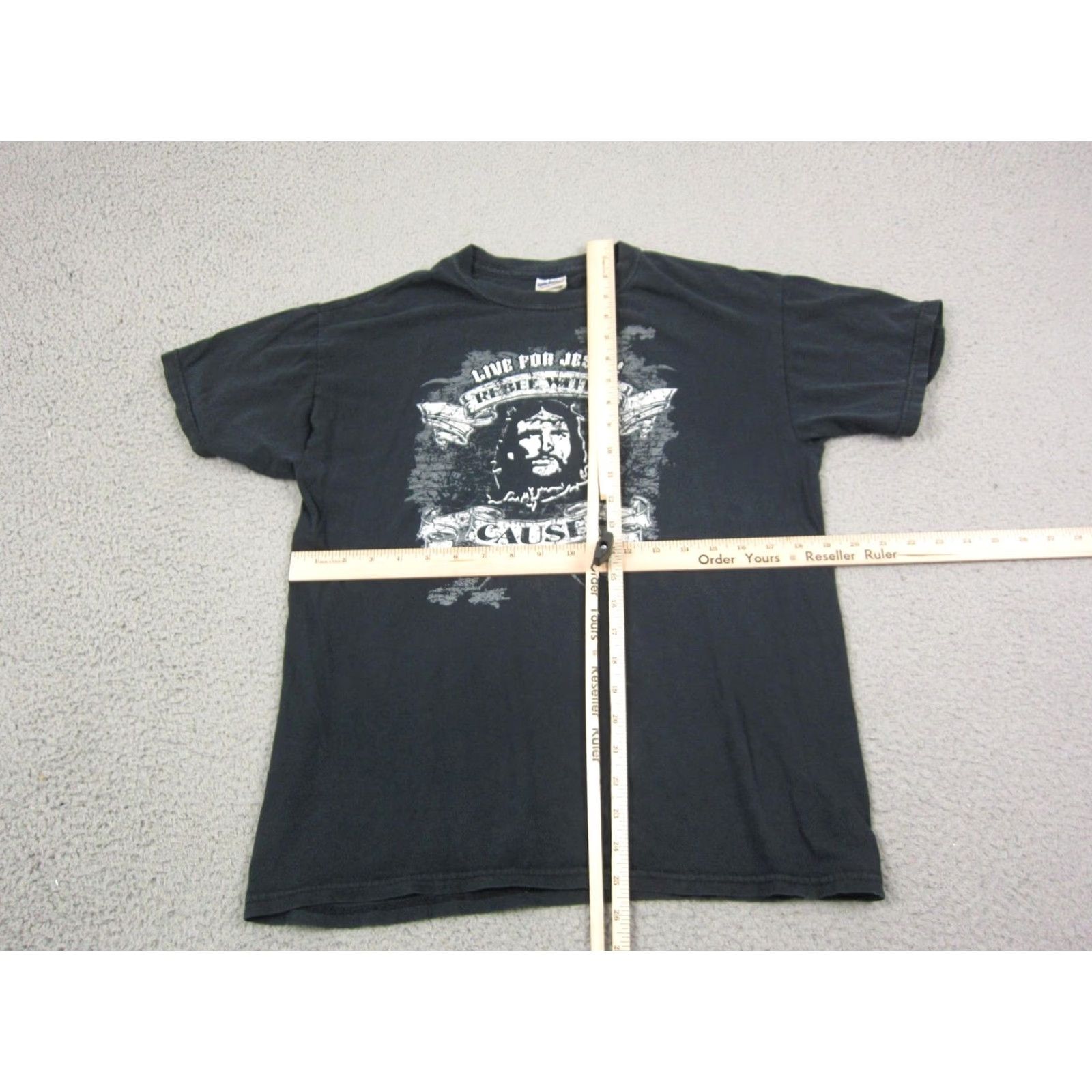 Gildan Christian T Shirt Adult Medium Black Live for Jesus Rebel with A Cause Tee Mens Regular Short Sleeve Crew Neck Gildan Logo Size US M / EU 48-50 / 2 - 6 Thumbnail