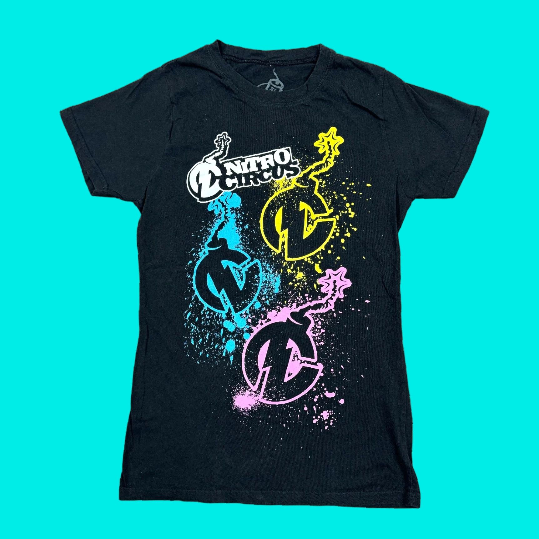 Vintage Nitro Circus T Shirt Teens XL Black Slim Crew Neck Womens/Girls Shirt Size XL / US 12-14 / IT 48-50 - 1 Thumbnail