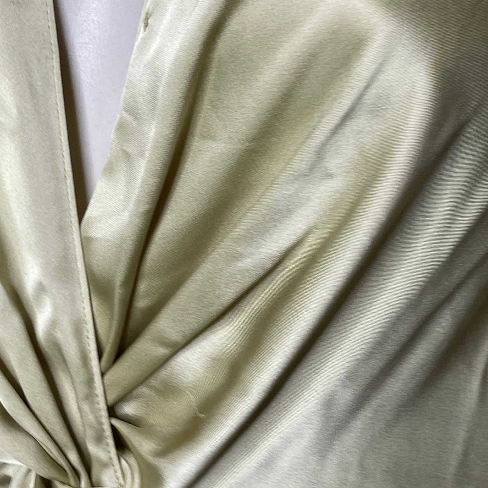 Theory Theory Twist Front Satin Midi Dress in Lime Green sz 00 Size XXS / US 00 / IT 34 - 8 Thumbnail