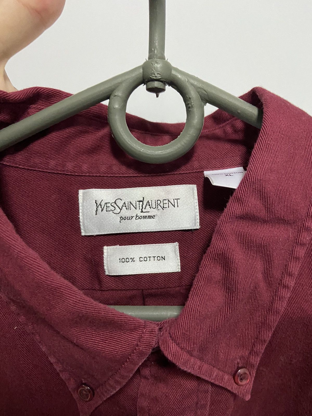 Vintage × Yves Saint Laurent Yves Saint Laurent overshot Vintage Button Ups Logo YSL Size US XL / EU 56 / 4 - 4 Thumbnail