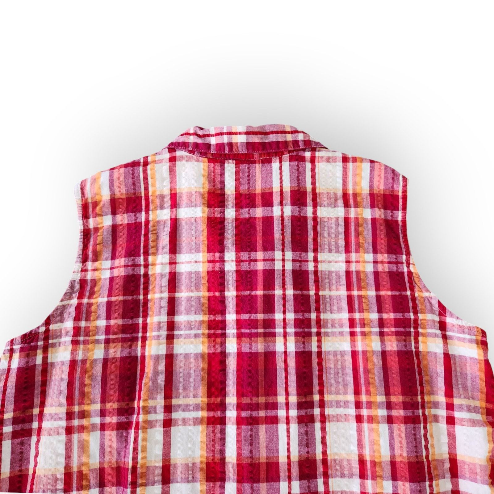 Vintage Y2K Red Plaid Sleeveless Button Down Top Cotton 2X Size XXL / US 16-18 / IT 52-54 - 6 Thumbnail