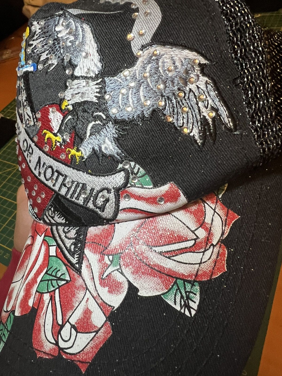 Ed Hardy Vintage Mr Rider studded rhinestone y2k style trucker hat Size ONE SIZE - 8 Thumbnail