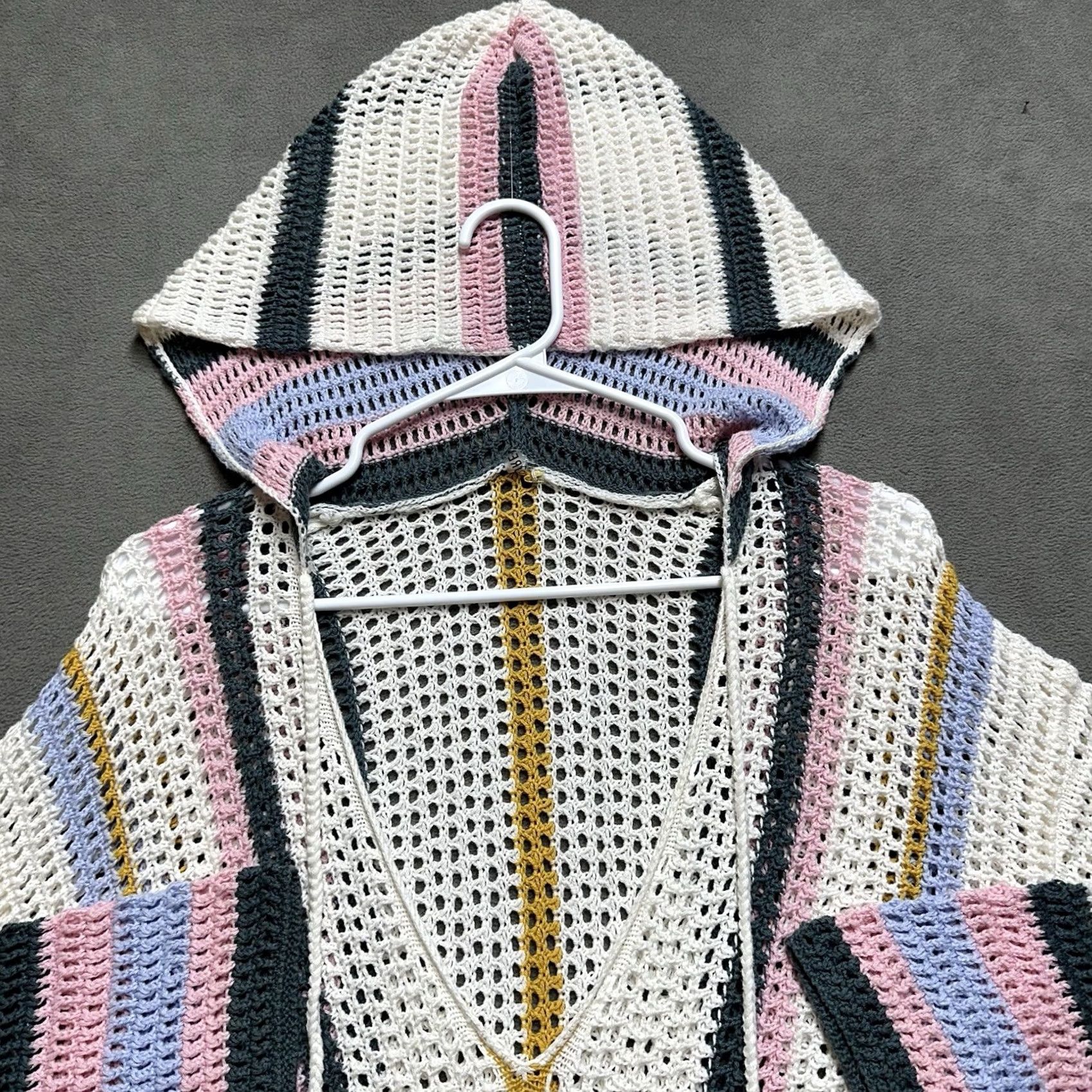 Forever 21 FOREVER 21 Hoodie Womens Medium Boho Crochet Knit Striped Cover Up Multicolor Size M / US 6-8 / IT 42-44 - 3 Thumbnail