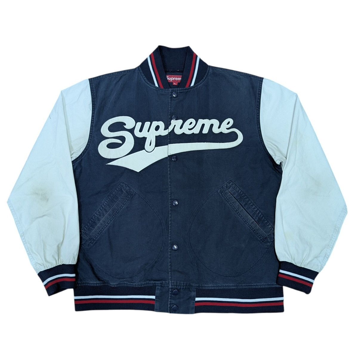 Supreme Vintage Supreme 2002 Spellout Varsity Jacket Size US L / EU 52-54 / 3 - 1 Thumbnail
