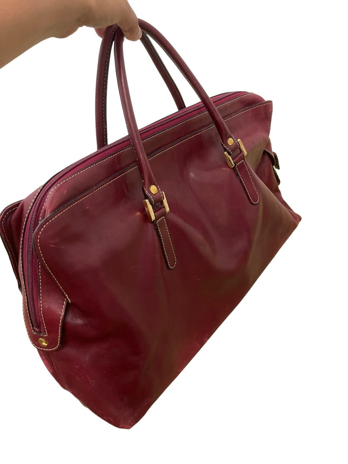 Vtg Full Leather Patina Duffel Bag Quarter Japan 1🟩