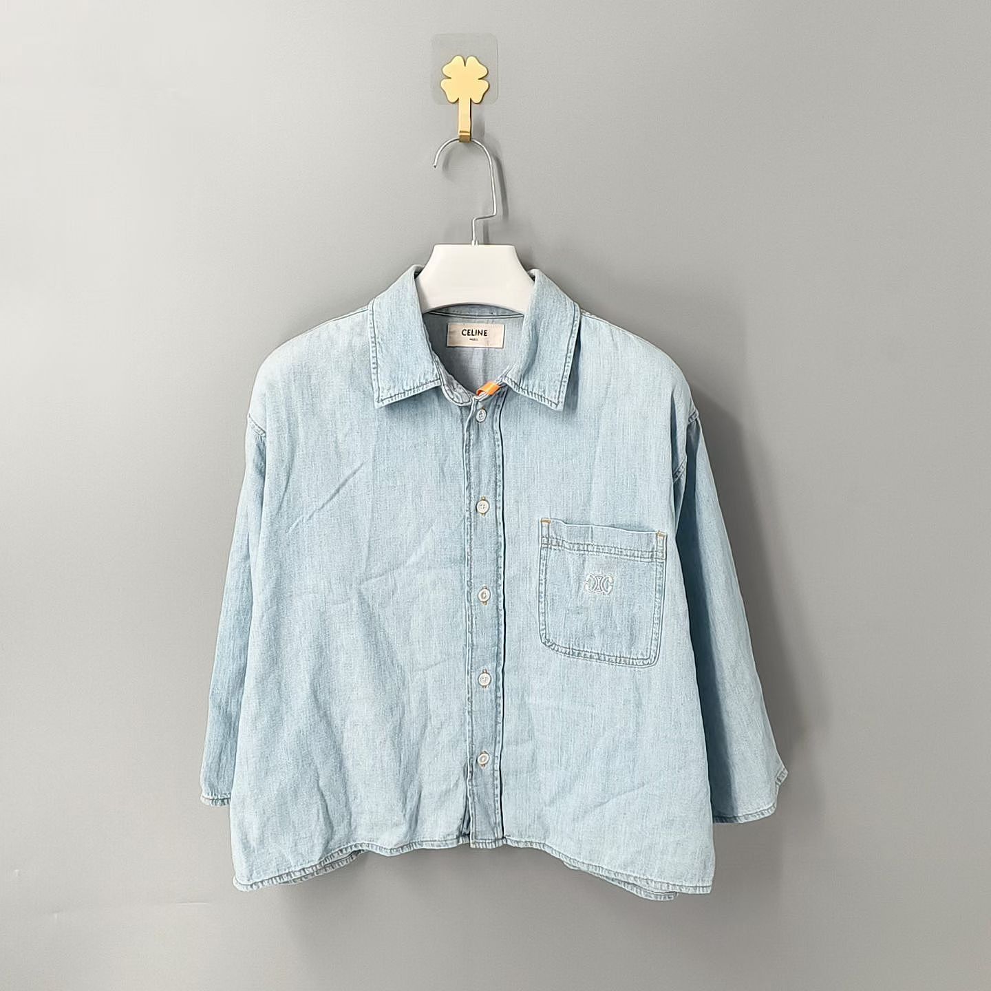 Celine Celine Logo Embroidery Denim Button Up Shirt Size S Size S / US 4 / IT 40 - 1 Thumbnail
