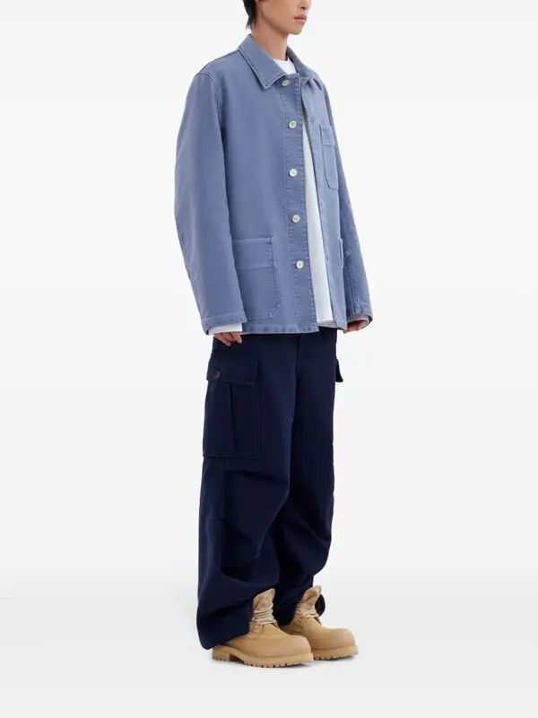 Marni o1w1db11125 Logo-Applique Cotton Shirt Jacket in Blue Size US XL / EU 56 / 4 - 5 Thumbnail