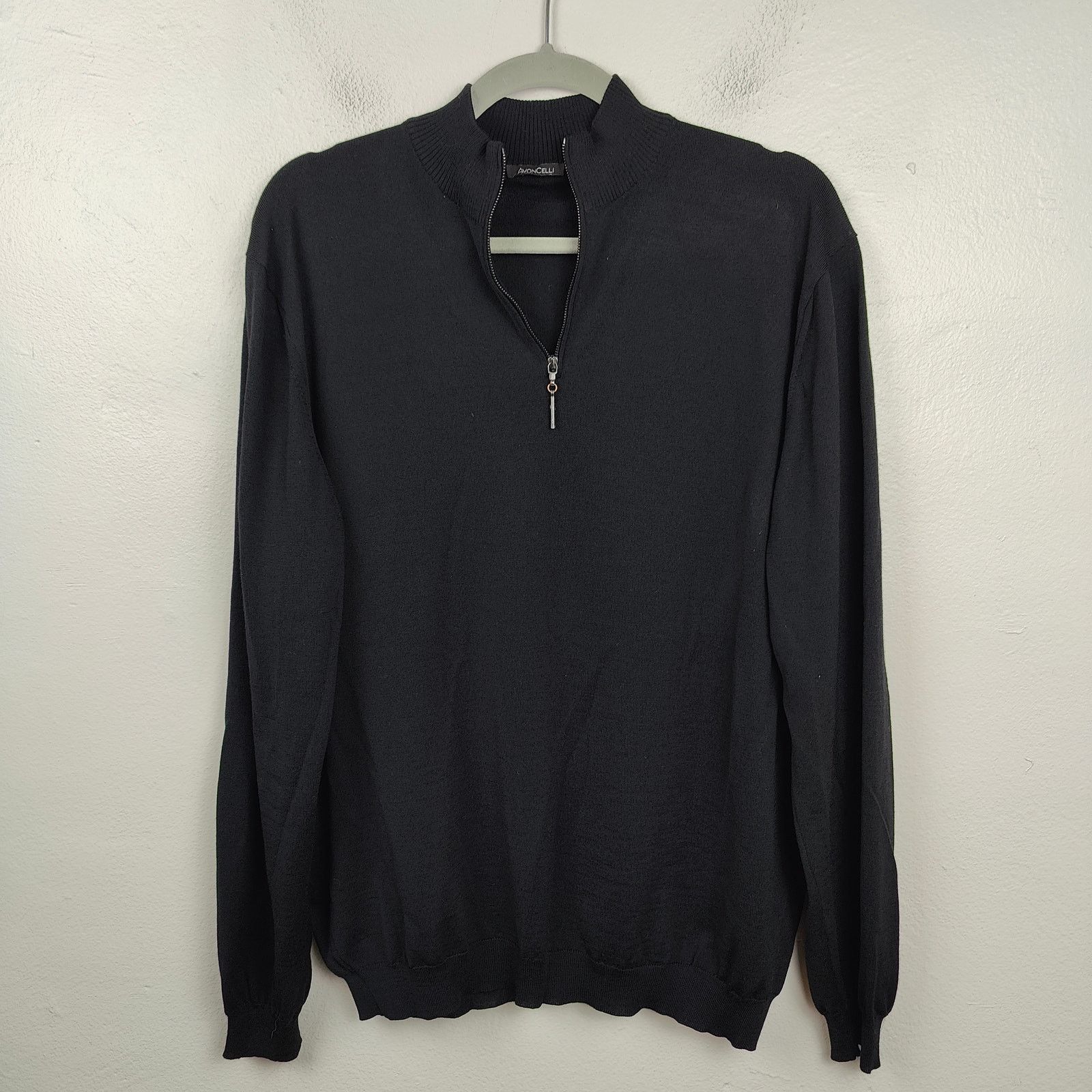 Avon Celli Avon Celli 1/4 Zip 100% Wool Sweater Mens Large Black Size US L / EU 52-54 / 3 - 1 Thumbnail