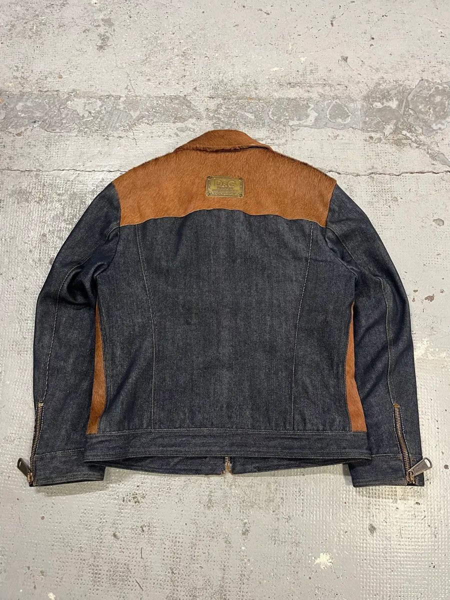 Dolce & Gabbana AW2005 Dolce & Gabbana Hybrid Blue Denim & Brown Pony Hair Jacket Size US M / EU 48-50 / 2 - 7 Thumbnail