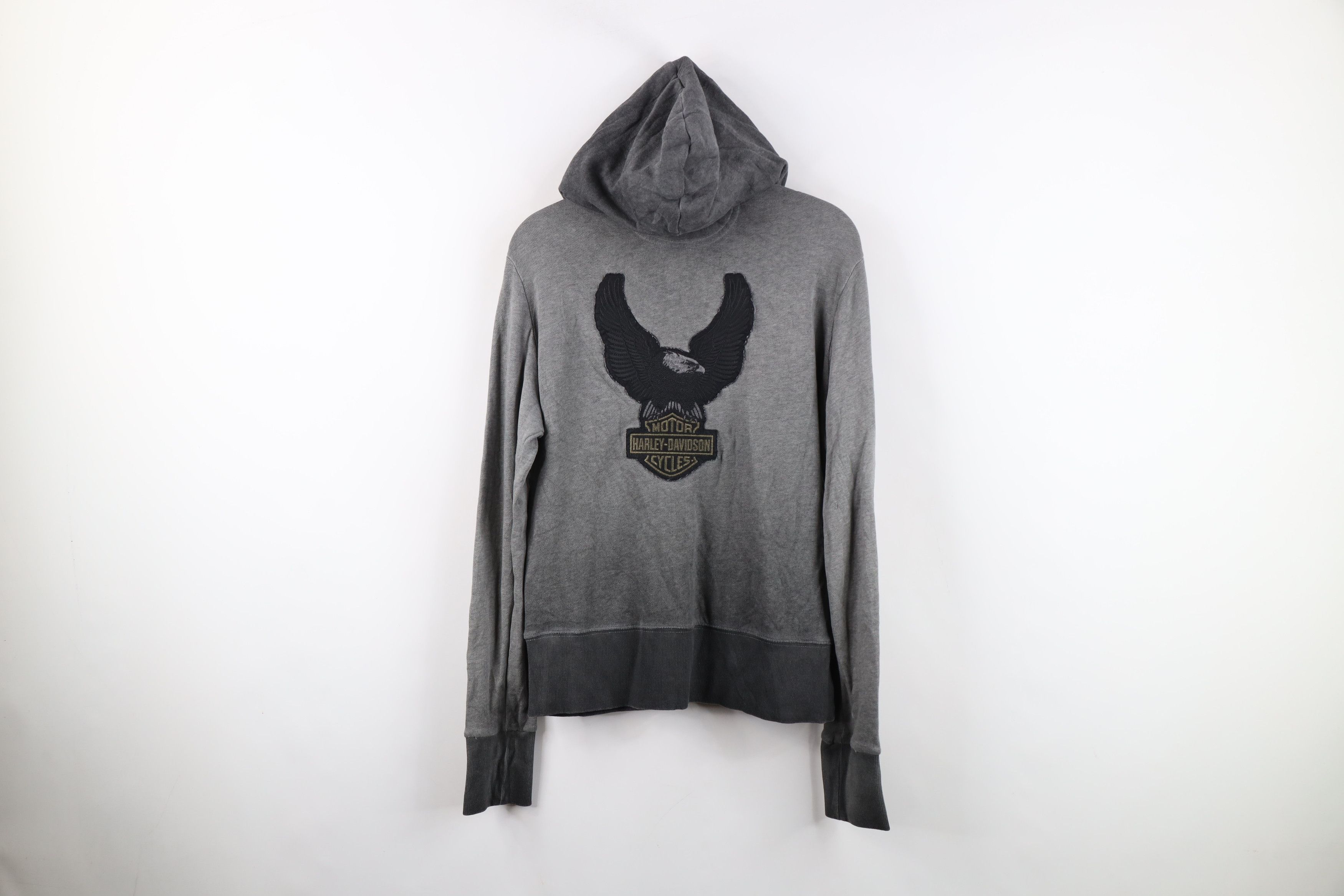 Harley Davidson Vintage Y2K Harley Davidson Stonewash Eagle Full Zip Hoodie Size M / US 6-8 / IT 42-44 - 13 Thumbnail