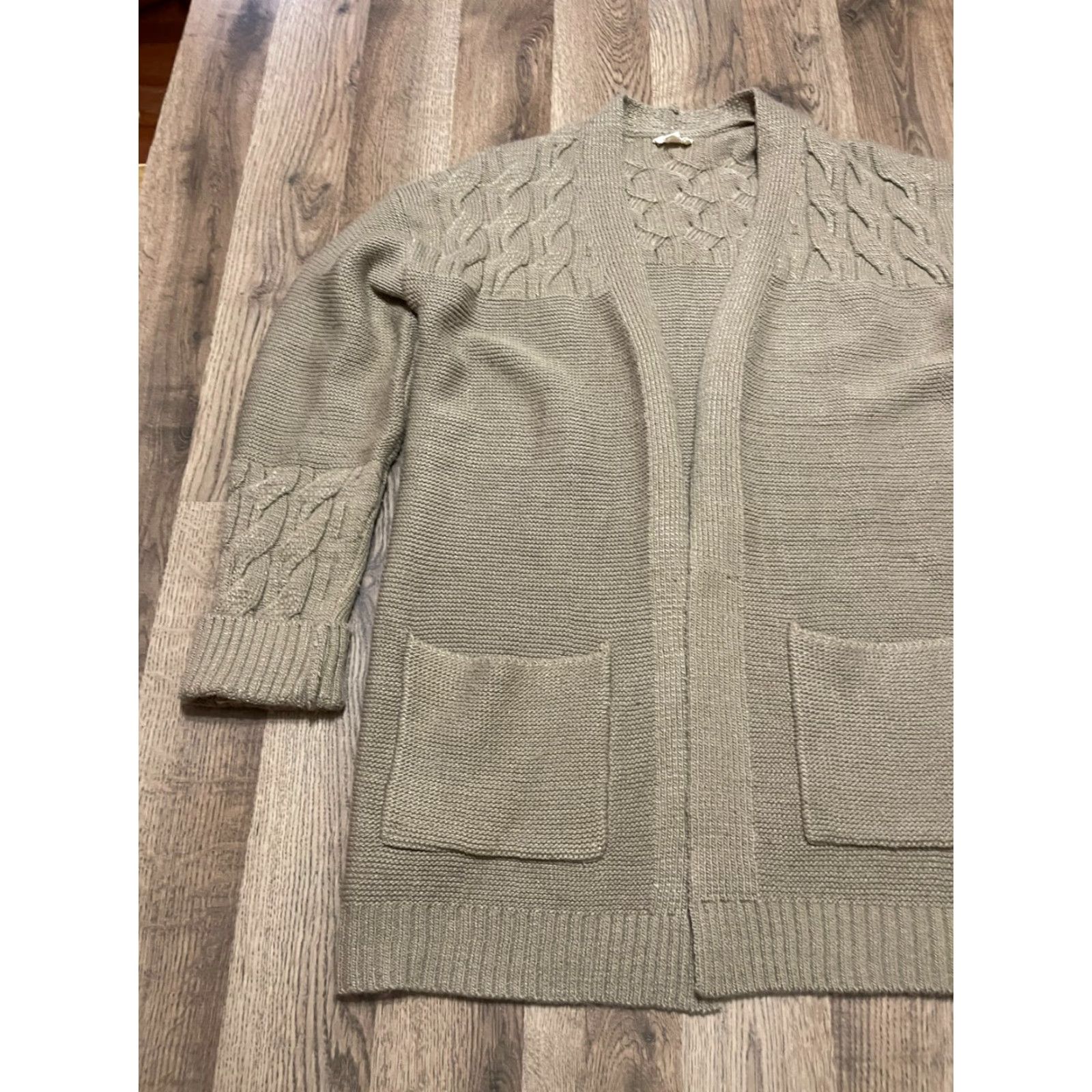 Vintage Hem & Thread Sweater Cardigan Open Knit Women M Green Casual Fall Spring Summer Mens? Size M / US 6-8 / IT 42-44 - 4 Thumbnail
