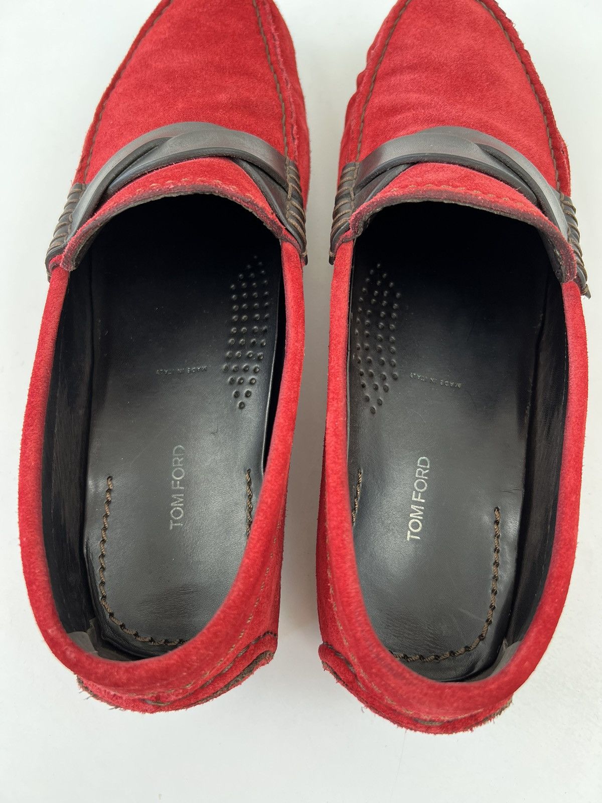 Tom Ford TOM FORD Loafers Suede Shoes Woven Strap Red Men’s Size US 8 / EU 41 - 21 Thumbnail