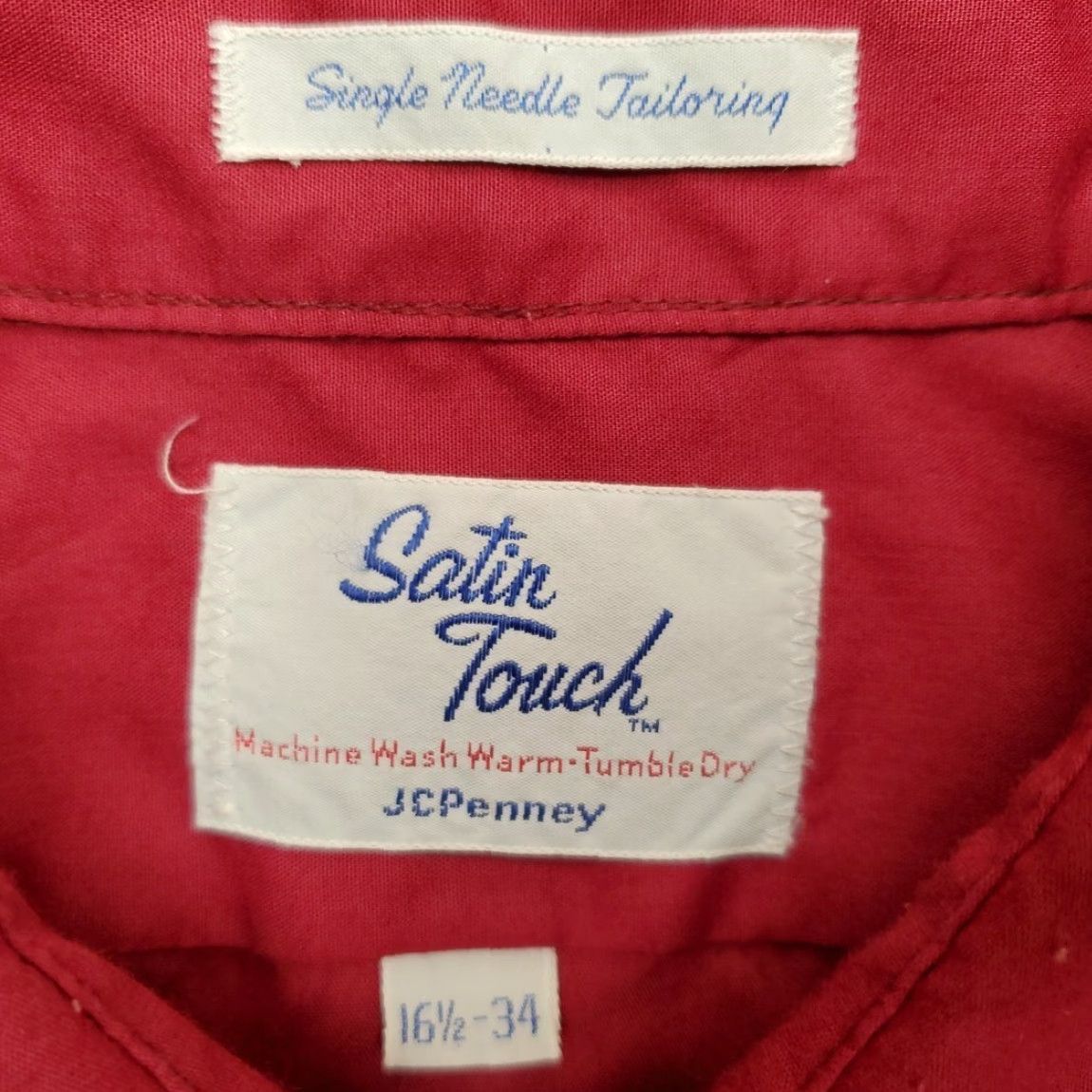 JCPenney VINTAGE JCPenney Shirt Men 34 Red Maroon Button-Up Long Sleeve Single Needle Tapered Casual Outdoor Size US S / EU 44-46 / 1 - 5 Thumbnail