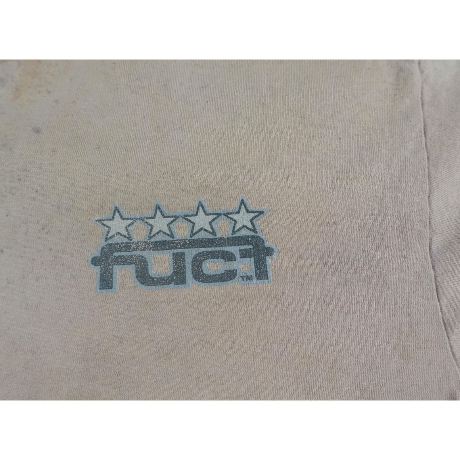FUCT VINTAGE Fuct Shirt Mens XL Beige Crew Neck Short Sleeve Graphic Print Distressed 90s Skatewear Men Size US XL / EU 56 / 4 - 2 Thumbnail