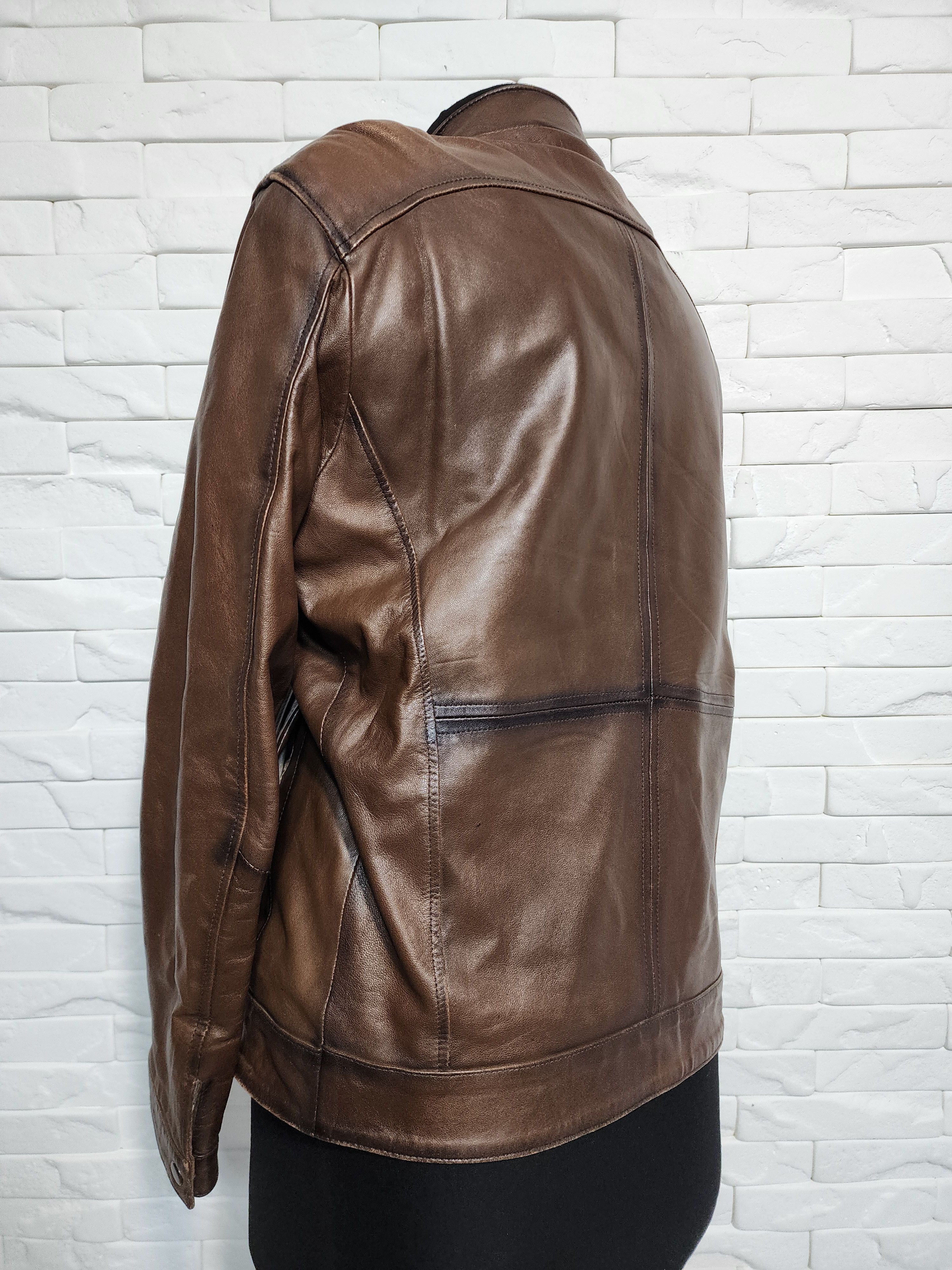 Other Men's Brown Genuine Leather Jacket: Zip Front. Size US S / EU 44-46 / 1 - 6 Thumbnail