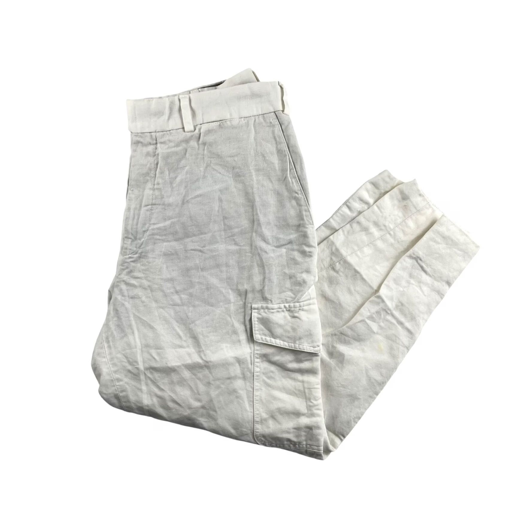 Suitsupply Suit Supply Men’s Blake Cargo Cropped Pants White 32x24 Linen Blend Size US 32 / EU 48 - 2 Thumbnail