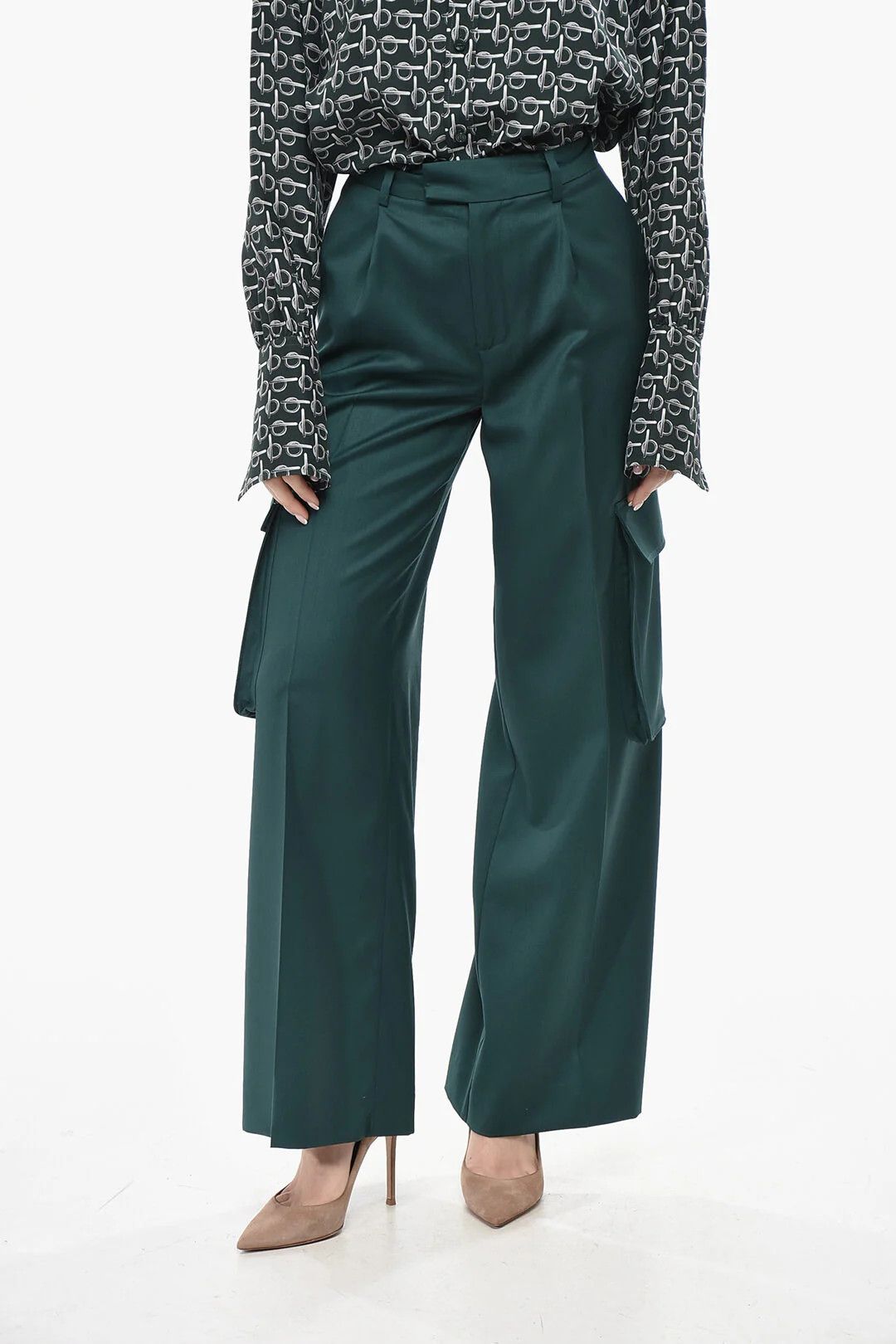 Amiri og1mm0426 Wool Cargo Pant in Green Size 38" / US 16 / IT 52 - 1 Thumbnail