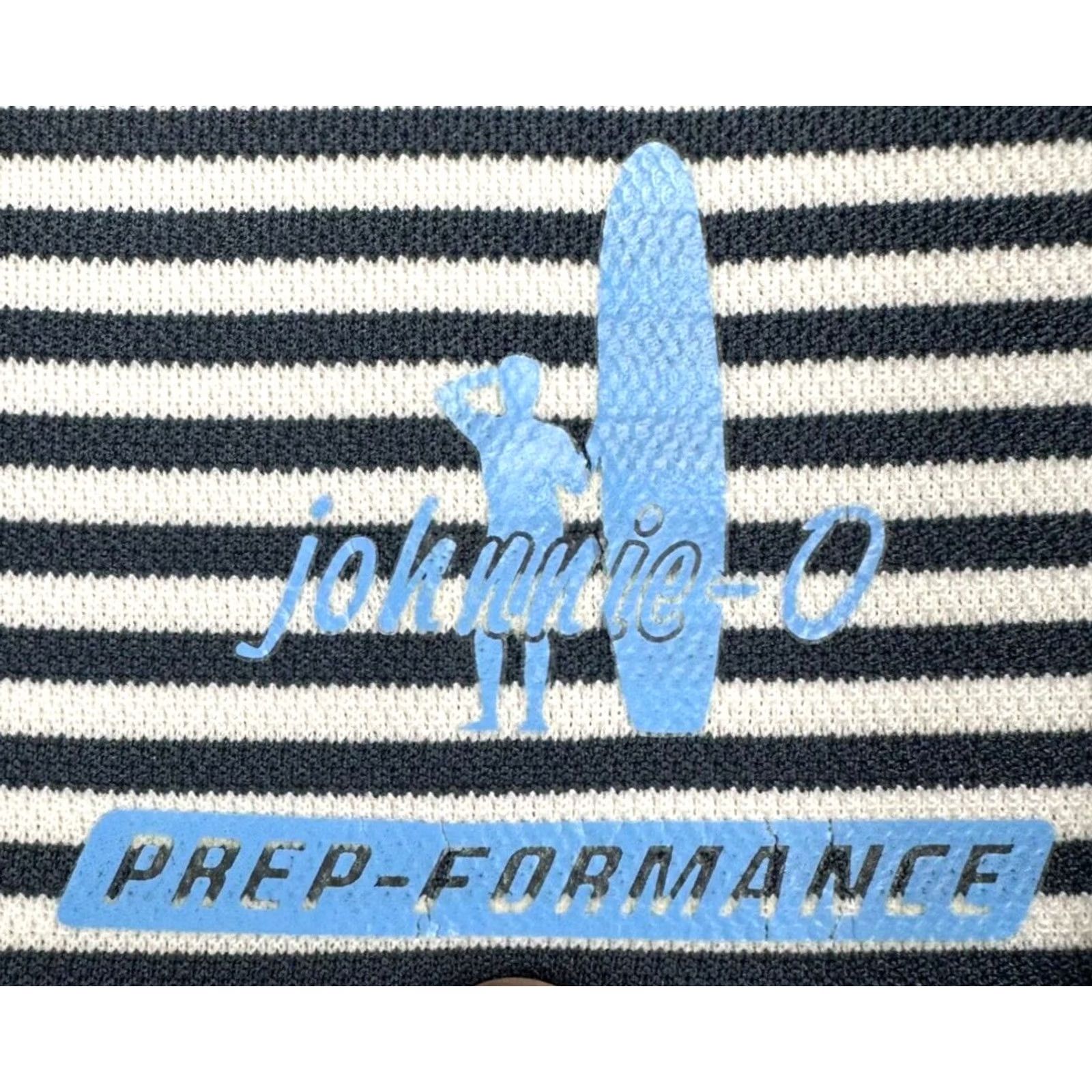 johnnie-O Johnnie-O Polo Shirt Adult Large Navy White Stripe Short Sleeve Mens Regular Fit Golf Rugby Prep-formance Size US L / EU 52-54 / 3 - 4 Thumbnail
