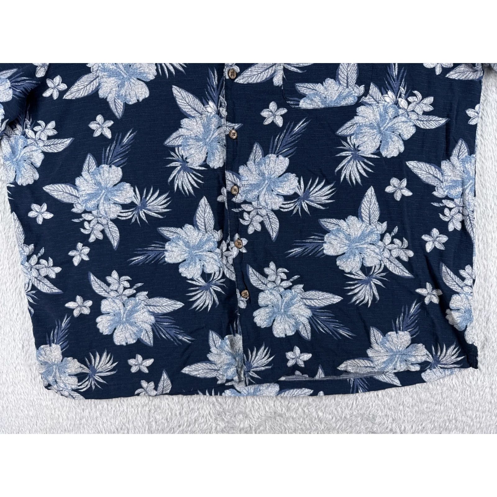 George George Shirt Mens 3XL Floral Hawaiian Button-Up Blue White Cotton Palm Hibiscus Short Sleeve Casual Wear Mens Size US XXL / EU 58 / 5 - 5 Thumbnail