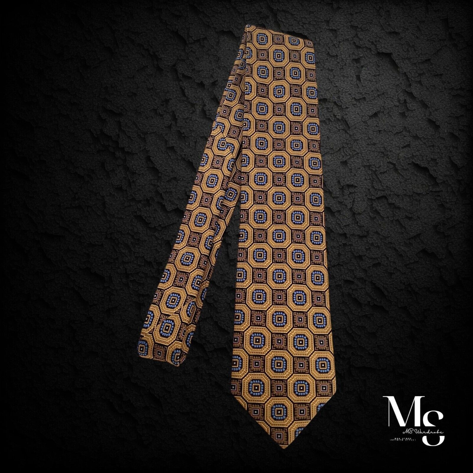 Jos. A. Bank JOS. A. BANK Signature Collection Gold Geometric Silk Hand M Size ONE SIZE - 5 Thumbnail