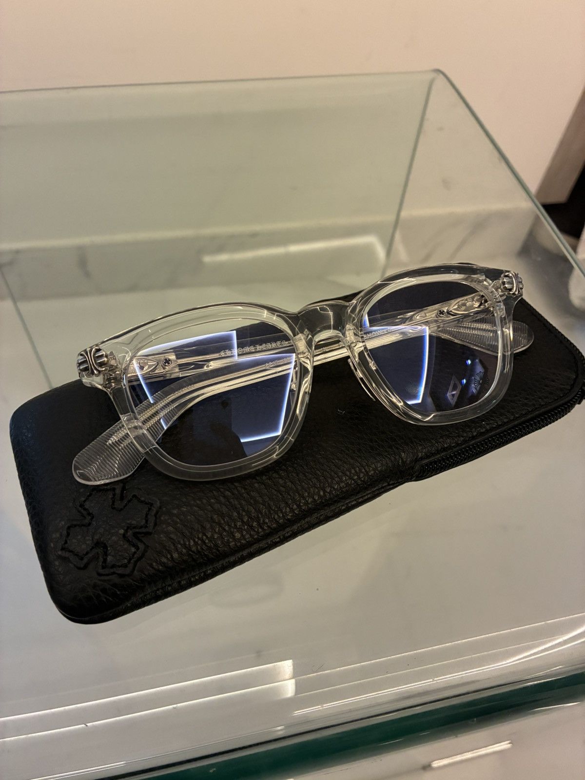 CHROME HEARTS Smoke Show Crystal Silver Glasses