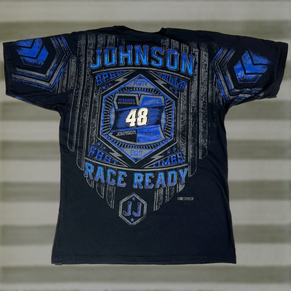 Chase Authentics NASCAR Jimmie Johnson Race Ready T-Shirt Chase Authentics Sz L Black Cotton Crew Neck Short Sleeve Men 2014 Race Ready twosided Size US L / EU 52-54 / 3 - 1 Thumbnail