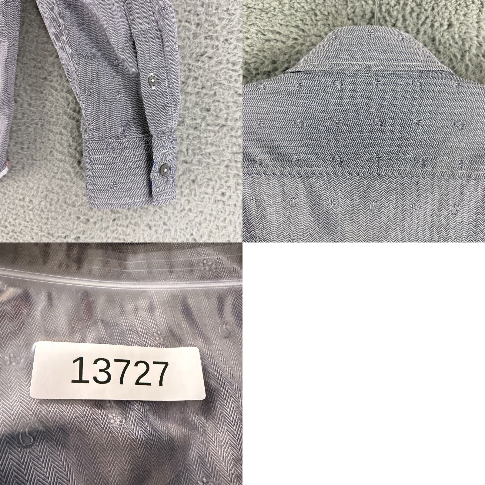 Robert Graham Robert Graham Modern American Button-Up Shirt Men L Tailored Herringbone Gray Cotton Long Sleeve Casual Party/Cocktail Travel Brown? Size US L / EU 52-54 / 3 - 9 Thumbnail