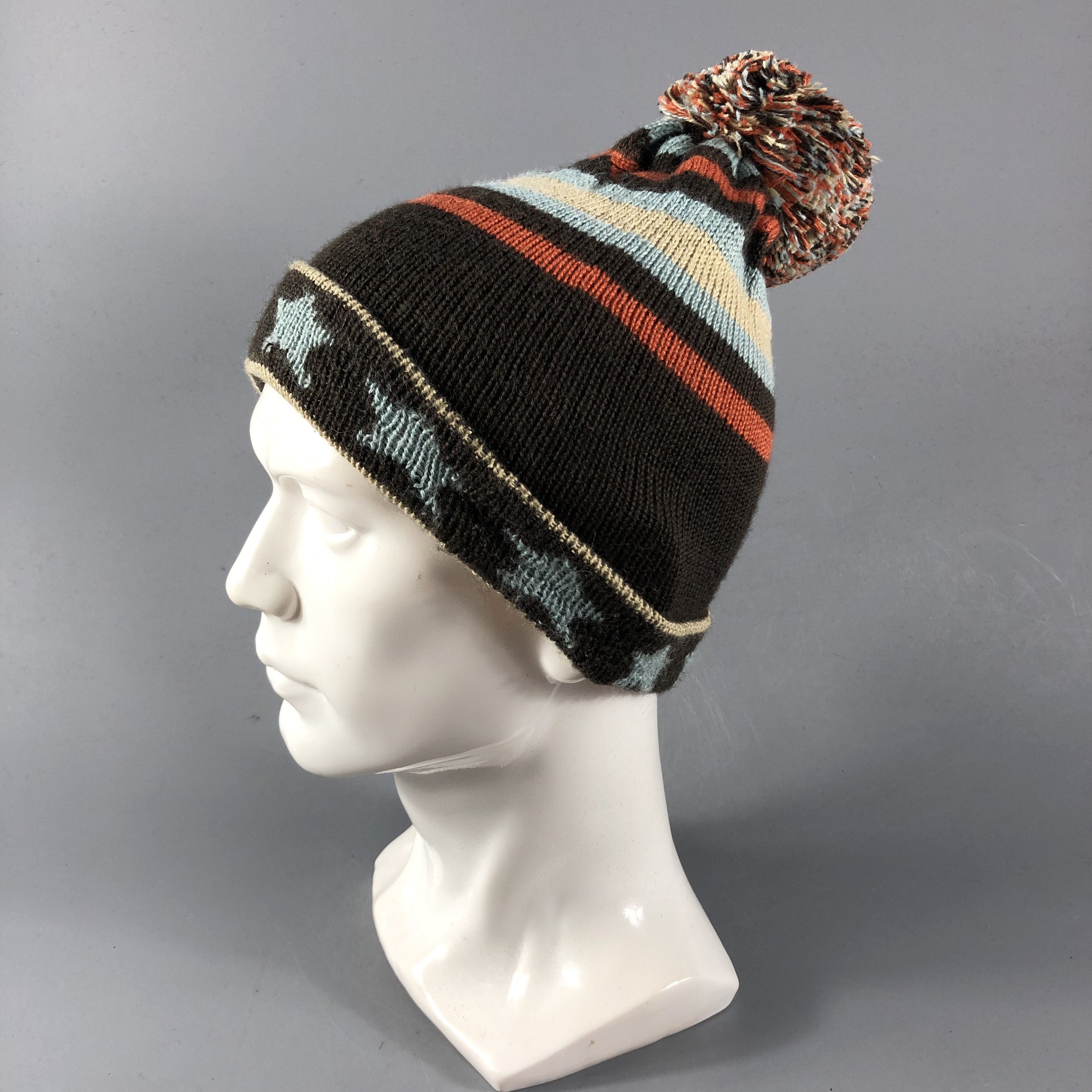 Vintage F.O Kids Striped Bobble Beanie Snowcap Snow Hat B647 Size ONE SIZE - 2 Thumbnail