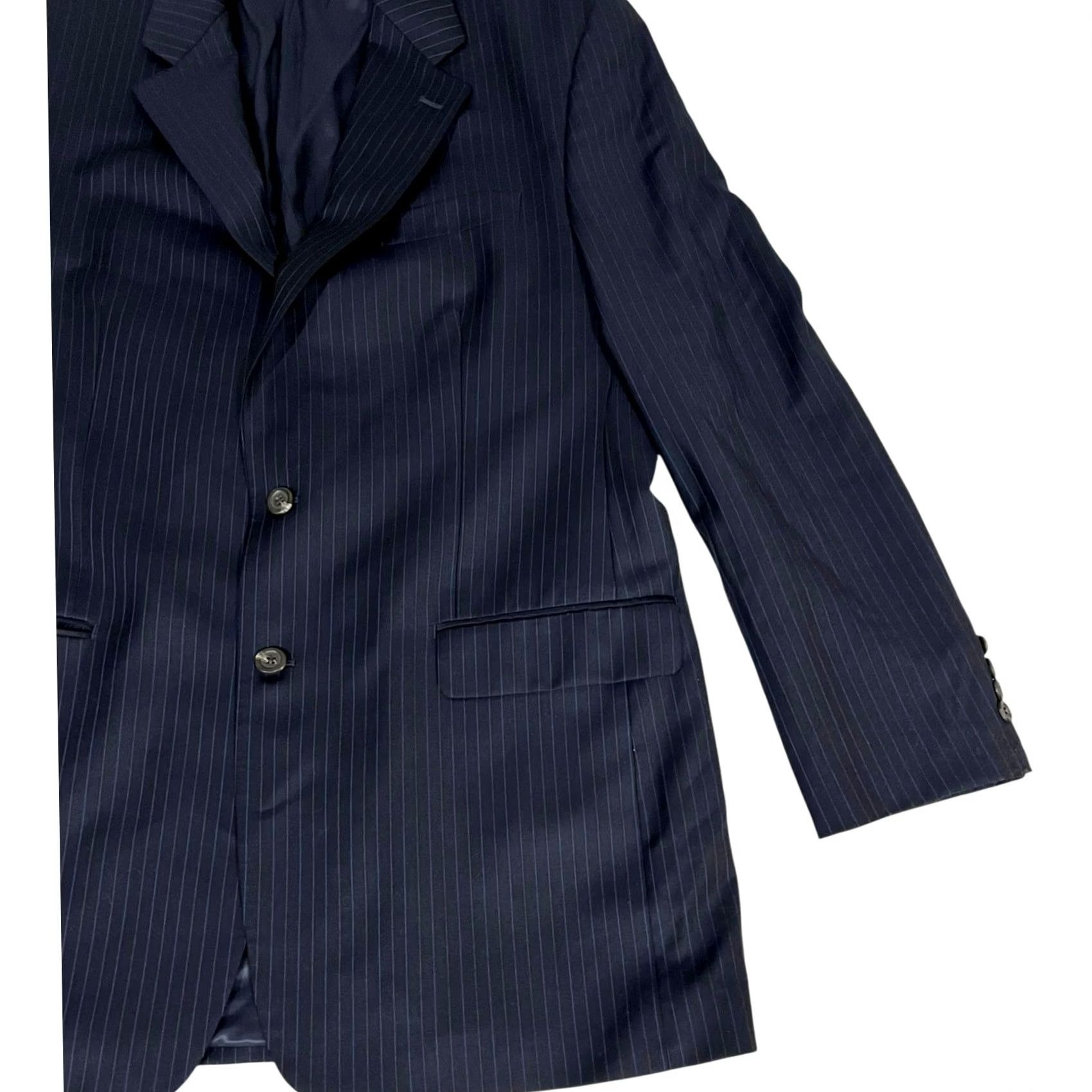Ralph Lauren Lauren Ralph Lauren Blazer Pinstripe Wool Dark Navy Blue 42 Men’s 2 Piece Single-Breasted Slim Jacket Blazer Mens Sleeve 16.5 Size 42R - 3 Thumbnail