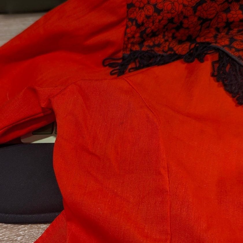 Vintage Vintage Circle T Marilyn Lenox Floral Red Fringe Western Top Size XL / US 12-14 / IT 48-50 - 6 Thumbnail