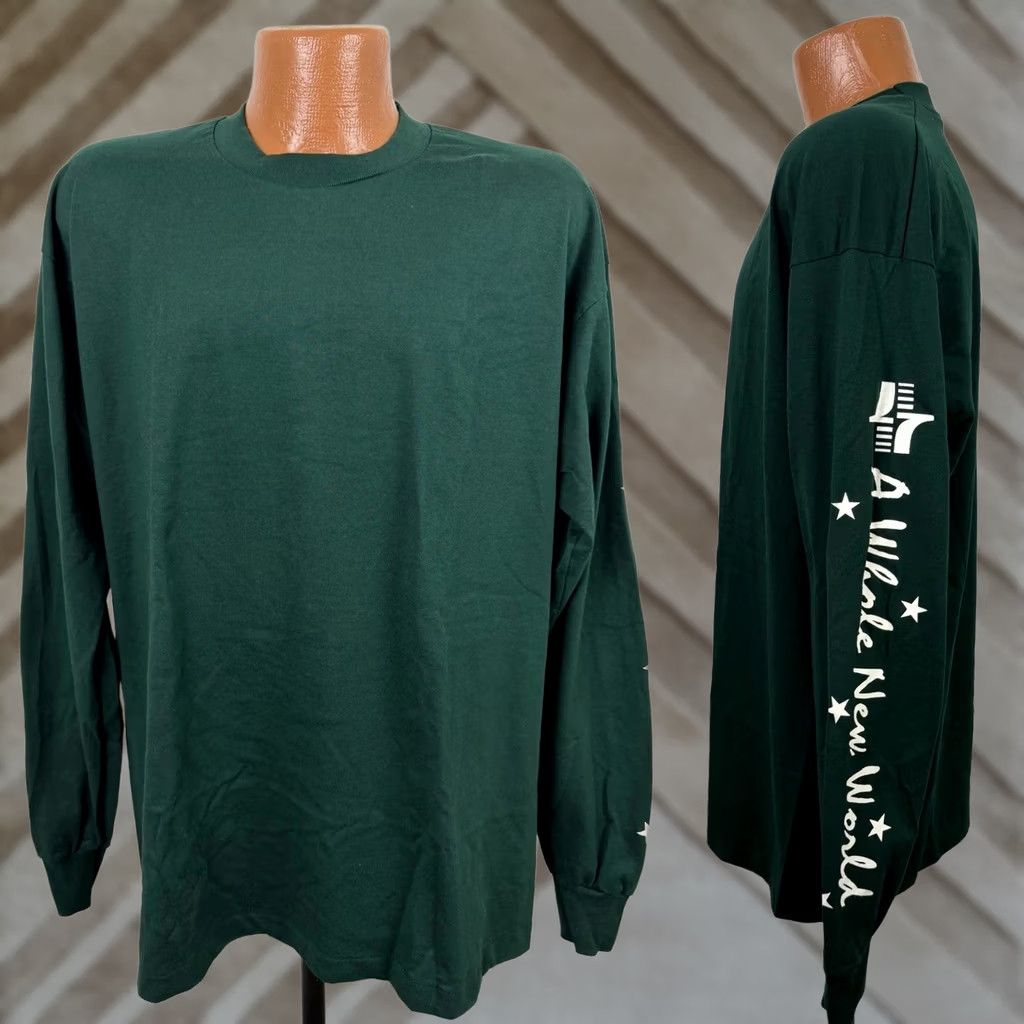 Fruit Of The Loom VINTAGE 90s Fruit of the Loom T-Shirt Mens XL Forest Green Long Sleeve Spellout Print Skater Size US XL / EU 56 / 4 - 1 Thumbnail