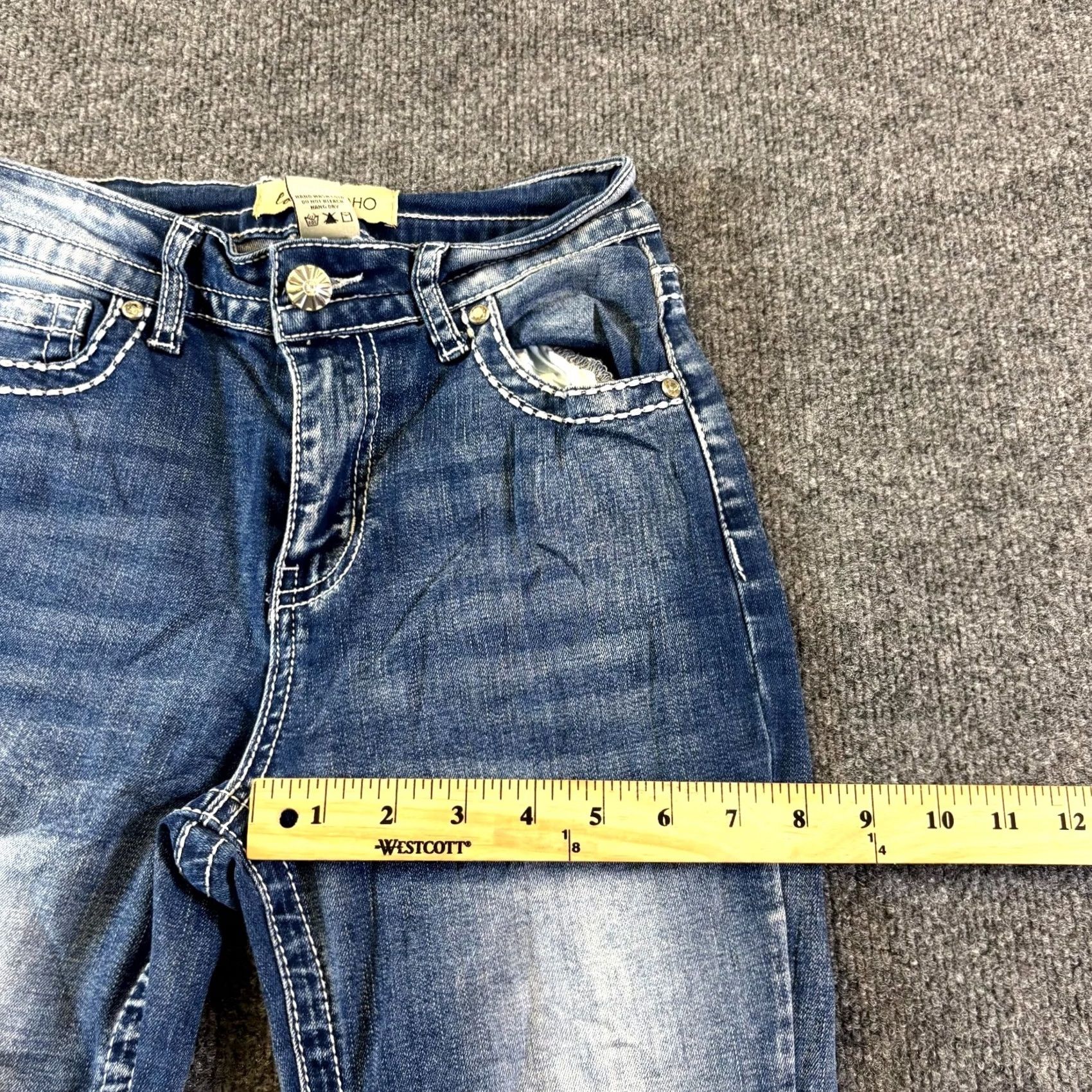 Denime Love Soho Jeans Women's 1 Blue Denim Bootcut Zip Fly Rhinestone 30in Inseam 5-Pocket Regular Fit Jeans Size 25" / US 0 / IT 36 - 5 Thumbnail