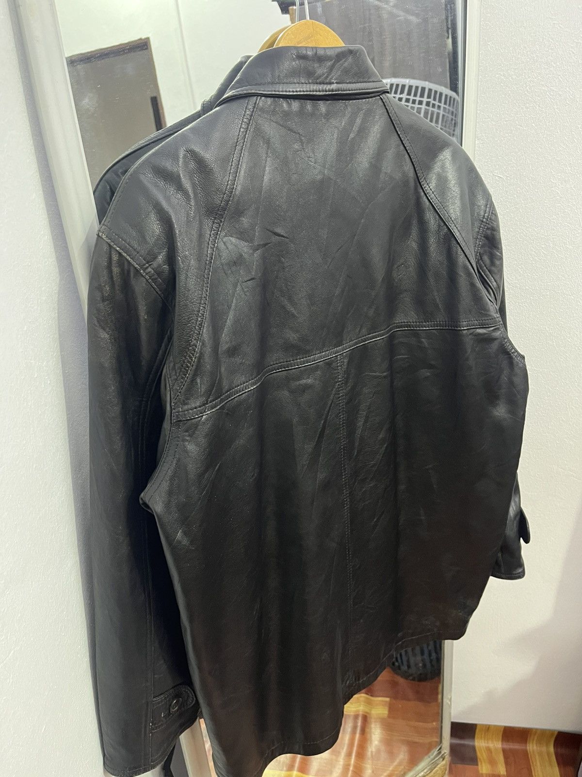 Genuine Leather Vintage Korean Leather Car Coat Jacket Black M Size US M / EU 48-50 / 2 - 13 Thumbnail