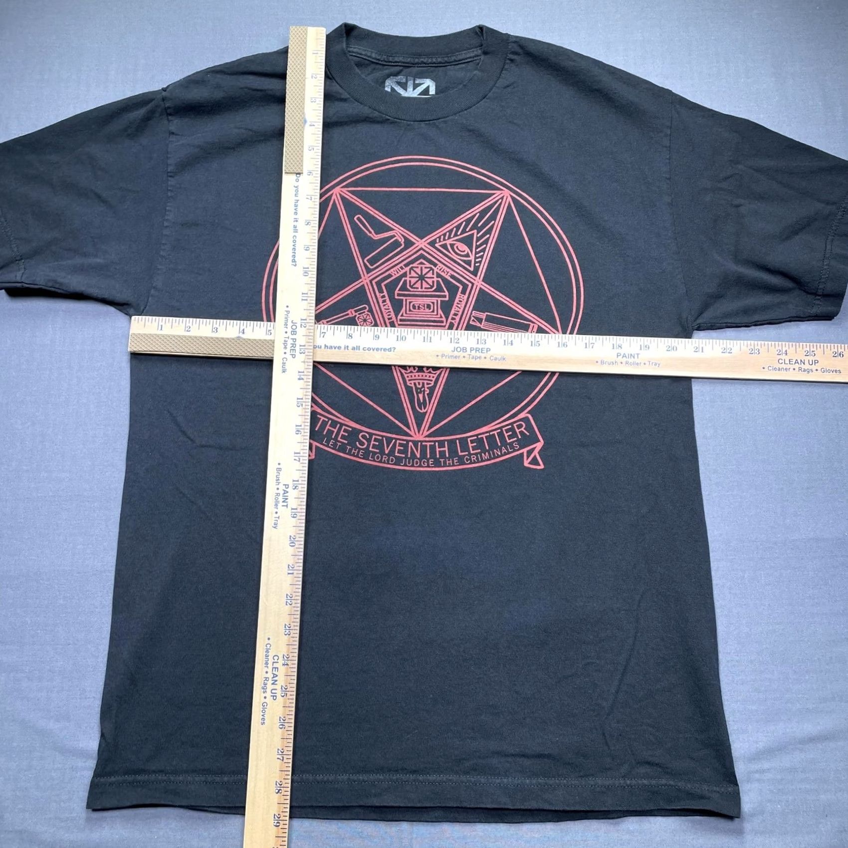 Vintage VINTAGE The Seventh Letter Shirt Mens Large Black Pentagram Seal Graphic Tee Streetwear Size US L / EU 52-54 / 3 - 4 Thumbnail