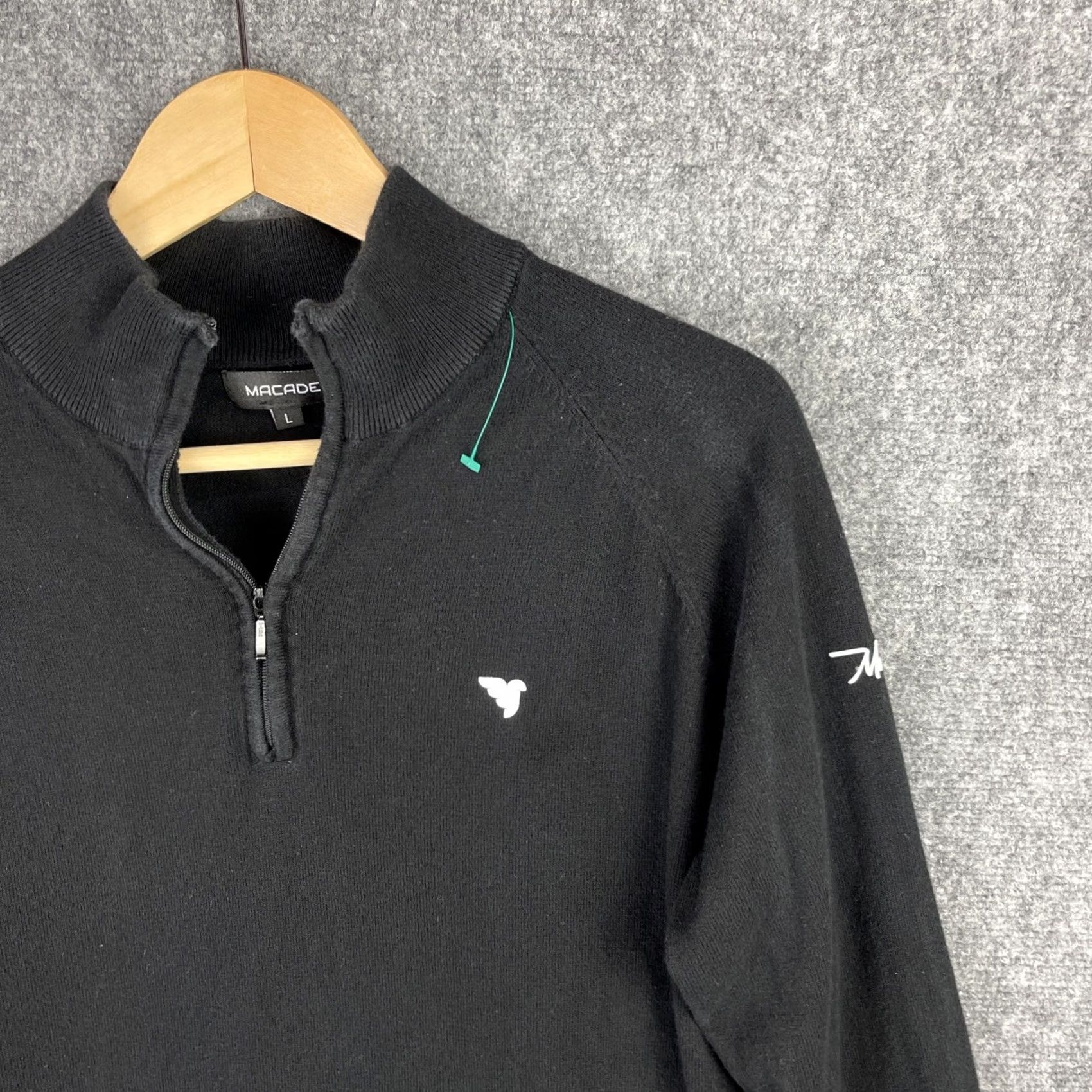 Vintage Macade Golf Sweater Mens Large Black 1/4 Zip Up Performance Pullover Golfing Sweater Size US L / EU 52-54 / 3 - 2 Thumbnail