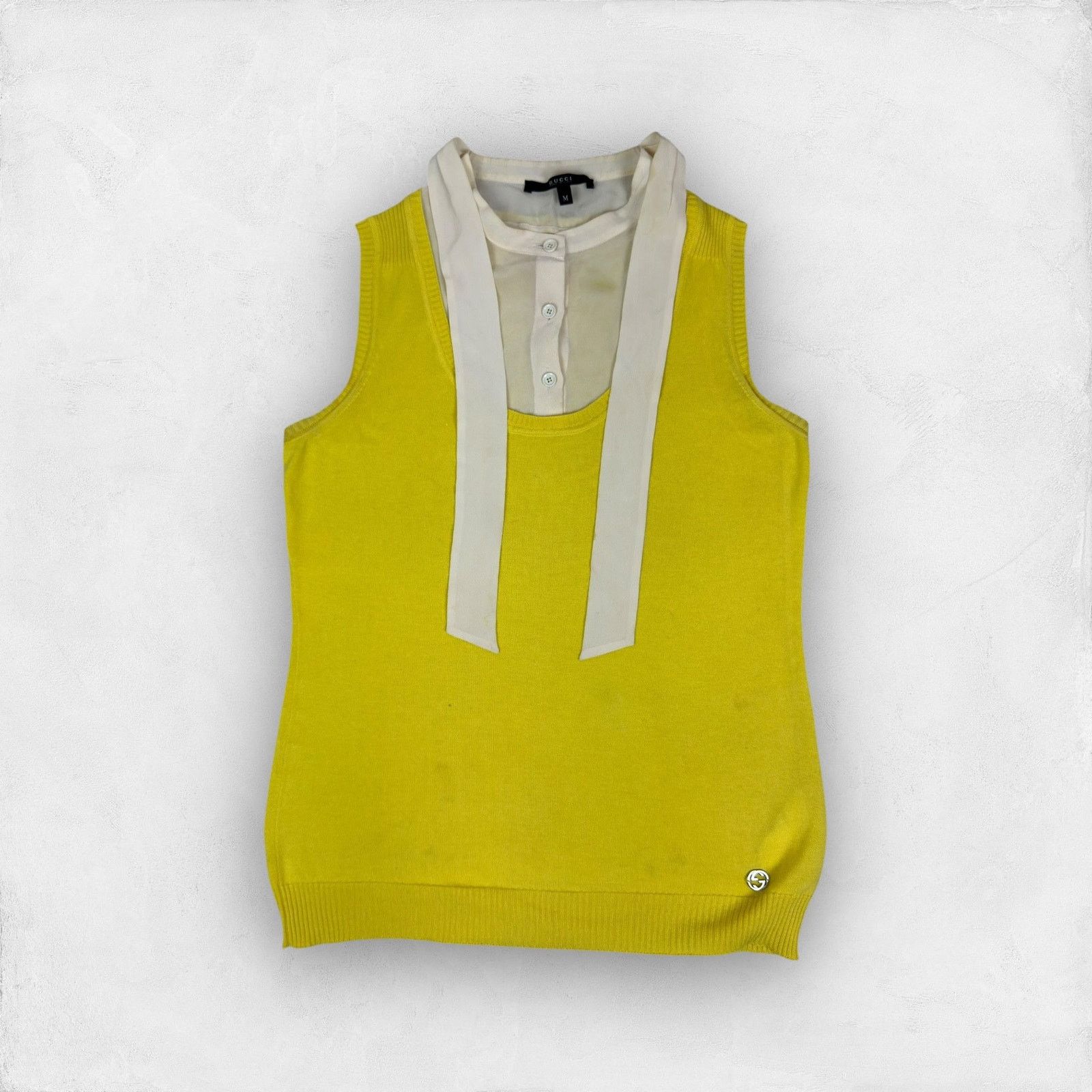 Gucci × Japanese Brand Gucci Womens Cream Yellow Knitted Sleeveless Sweater Medium Size M / US 6-8 / IT 42-44 - 1 Thumbnail