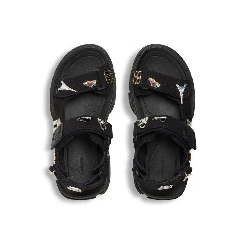 Balenciaga o1srvl11e0426 Tourist Sandals With Pins in Black Size US 9 / IT 39 - 5 Thumbnail